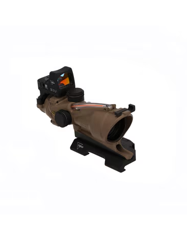 Trijicon ACOG 4x32 Scope FDE with RMR Type 2 - Dual Illuminated Crosshair - Red