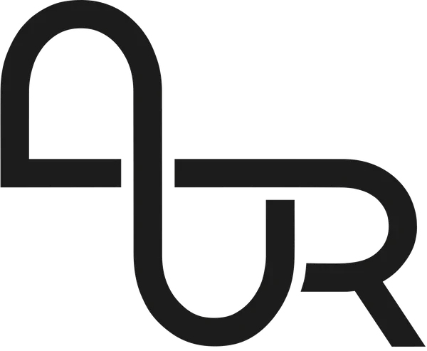 Black logo featuring interconnected lines forming the letters 'U' and 'R'.