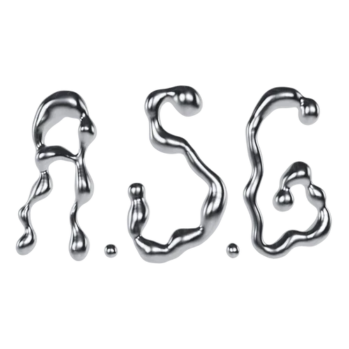 Logo for Ali Shah Gallefoss brand "A. S. G." on a black background.