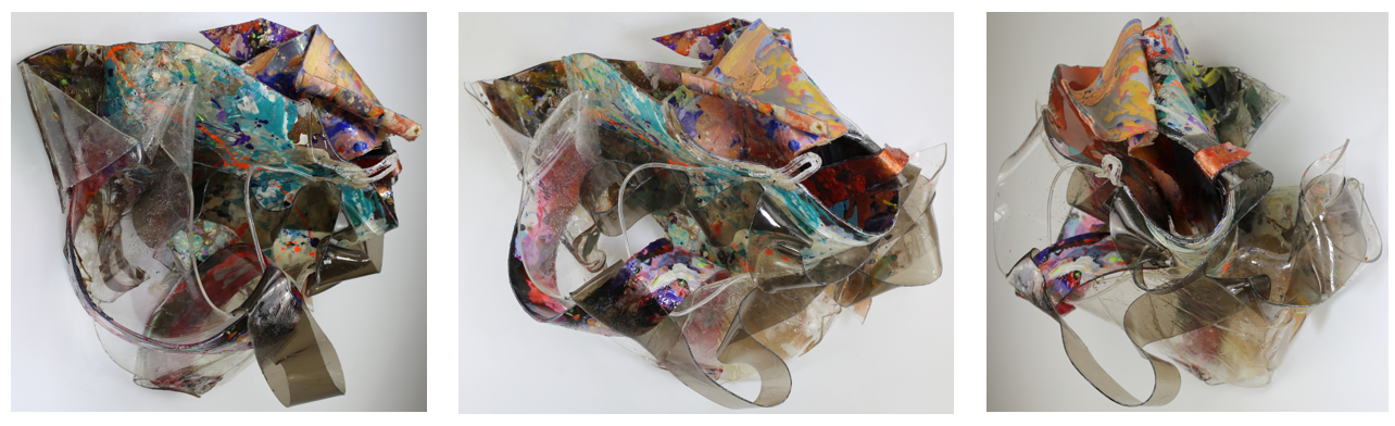 A tangle in time (2021 – 2024), pigments, acrylic and airbrush paint on plexiglass - 36" x 23" x 15"