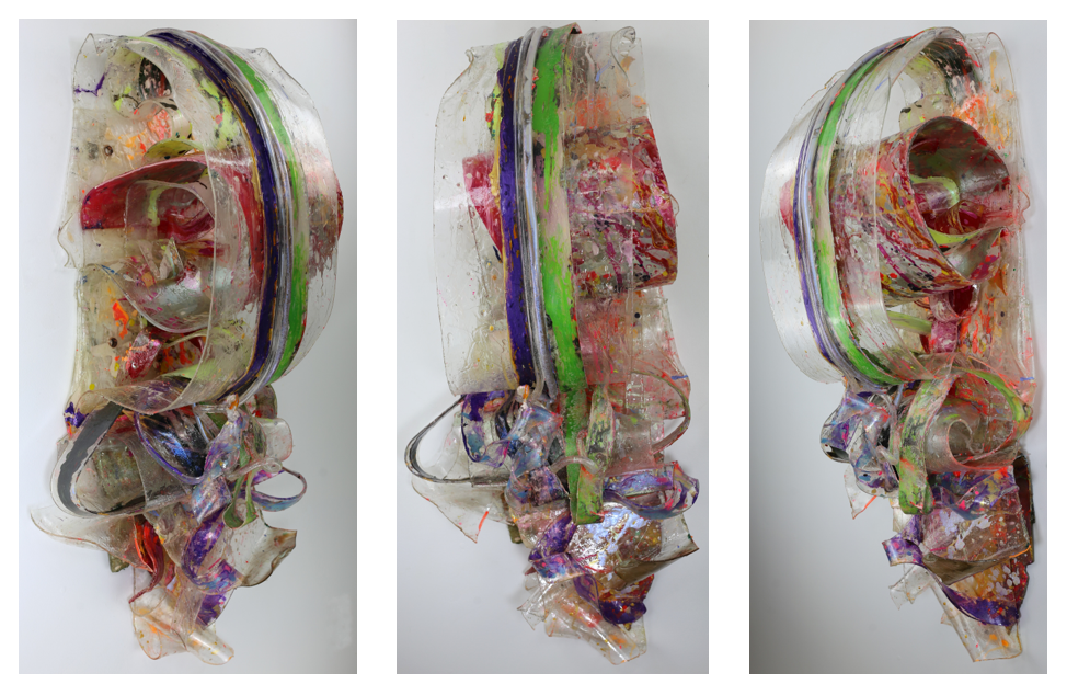 Liquid Memory (2021 – 2024), pigments, acrylic and airbrush paint on plexiglass - 35" x 21" x 13"