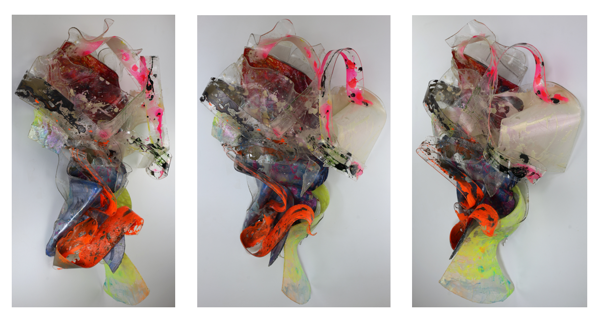 Bad Plastic (2021 – 2024), pigments, acrylic and airbrush paint on plexiglass - 46" x 33" x 15"