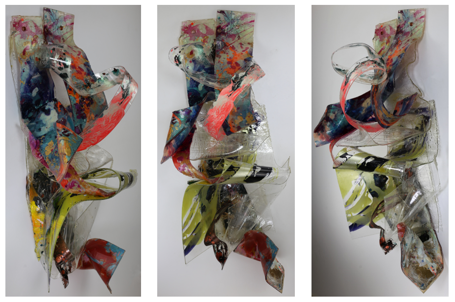 Neon Oracle (2021 – 2024), pigments, acrylic and airbrush paint on plexiglass - 51" x 21" x 16"