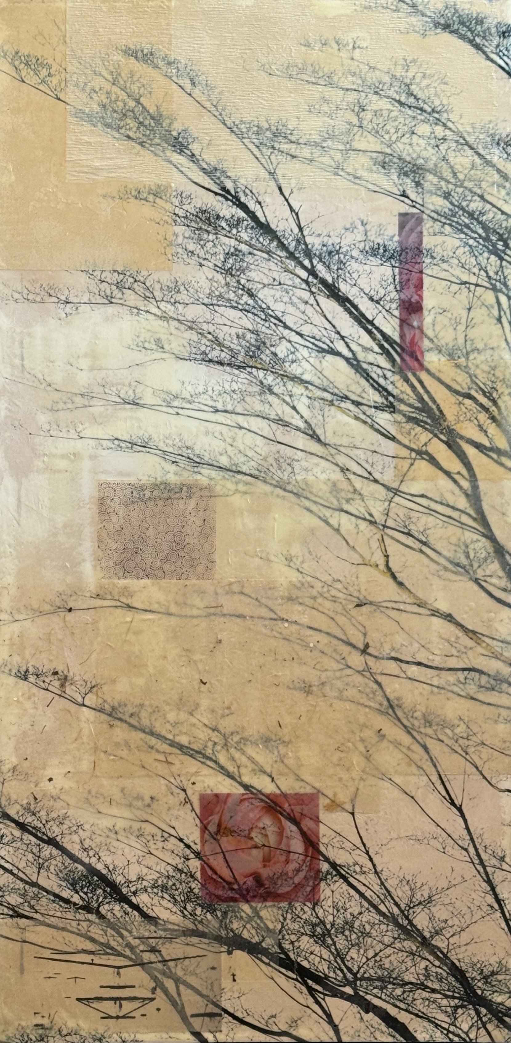 Winter Trees, archival pigment print, beeswax, Japanese paper, on panel, 24 in x 48 in