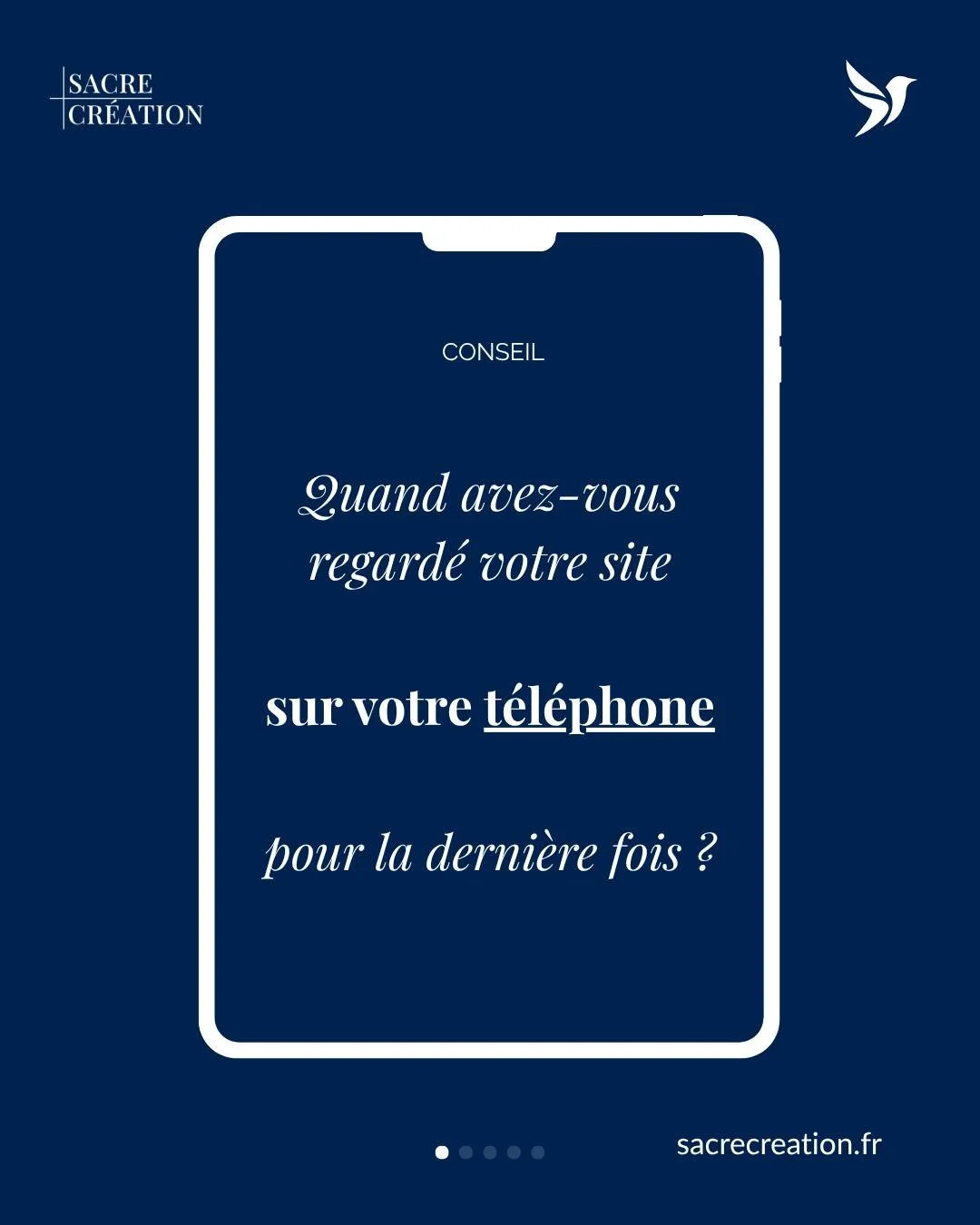 La plupart de vos futurs clients ne verront jamais votre site sur un ordinateur. Ils le verront sur leur t&eacute;l&eacute;phone.

Si votre site n'est pas pens&eacute; mobile, vous perdez ces clients-l&agrave; sans m&ecirc;me le savoir.

Le test &agr