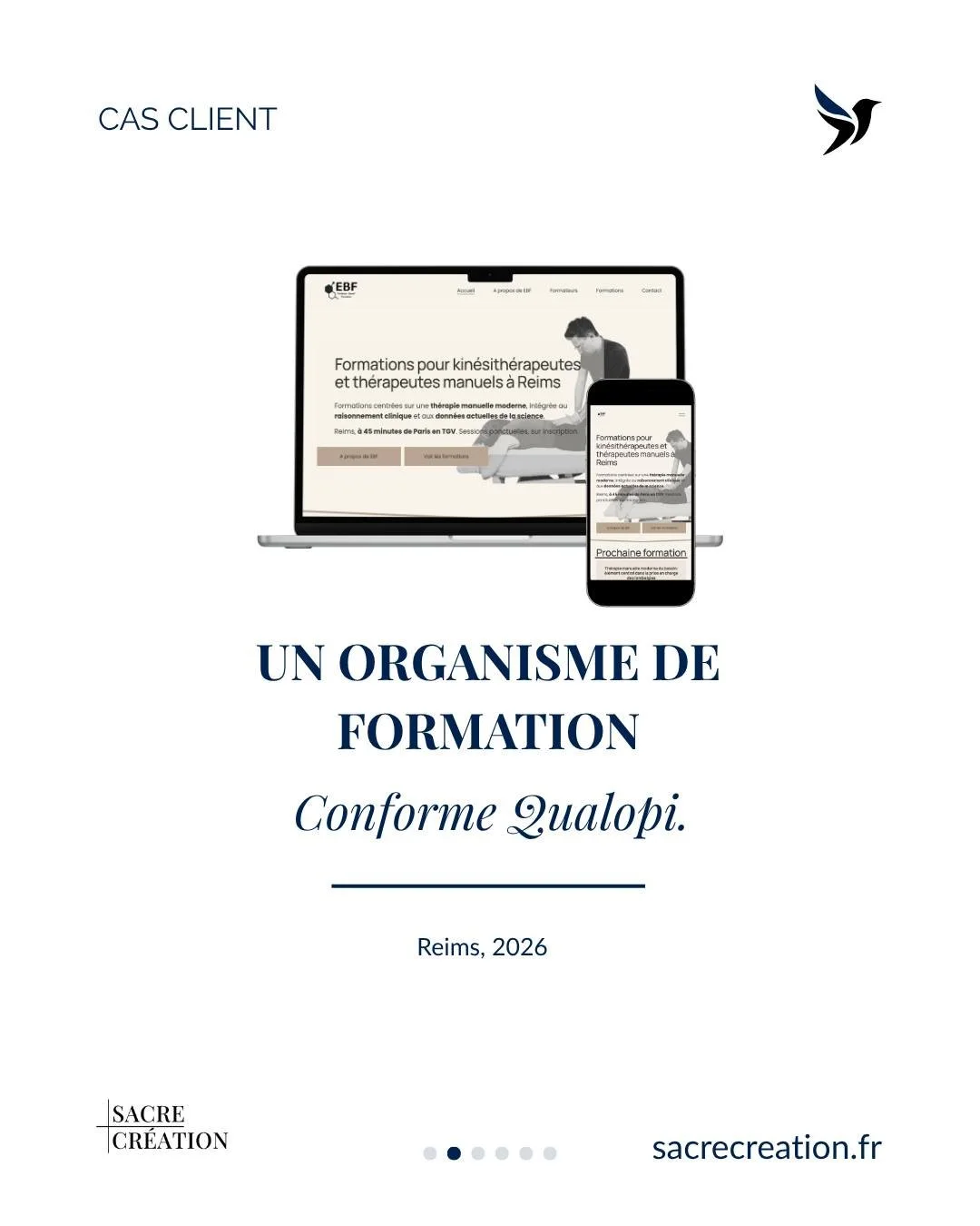 Un kin&eacute;-ost&eacute;opathe qui lance son organisme de formation &agrave; Reims. 
Le contexte : une mauvaise exp&eacute;rience pass&eacute;e, un webmaster parti du jour au lendemain, des acc&egrave;s verrouill&eacute;s.

Voici ce qu'on a constru