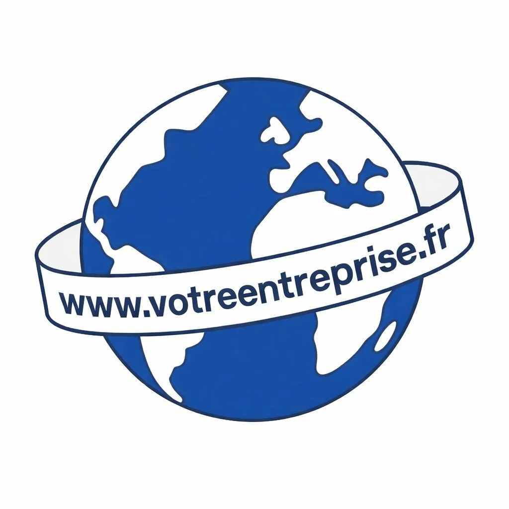 Illustration de nom de domaine et site web avec une planète stylisée.