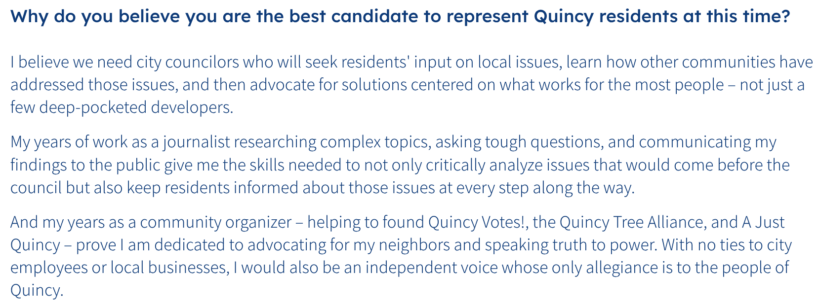 Read candidates’ answers to questionnaires