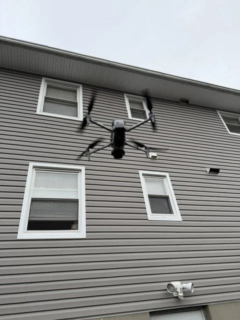 High-definition 4K drone survey and AI-driven facade audit. We delivered a BIM-integrated 3D defect model and 'Building Memory' report for a residential facade and roof restoration