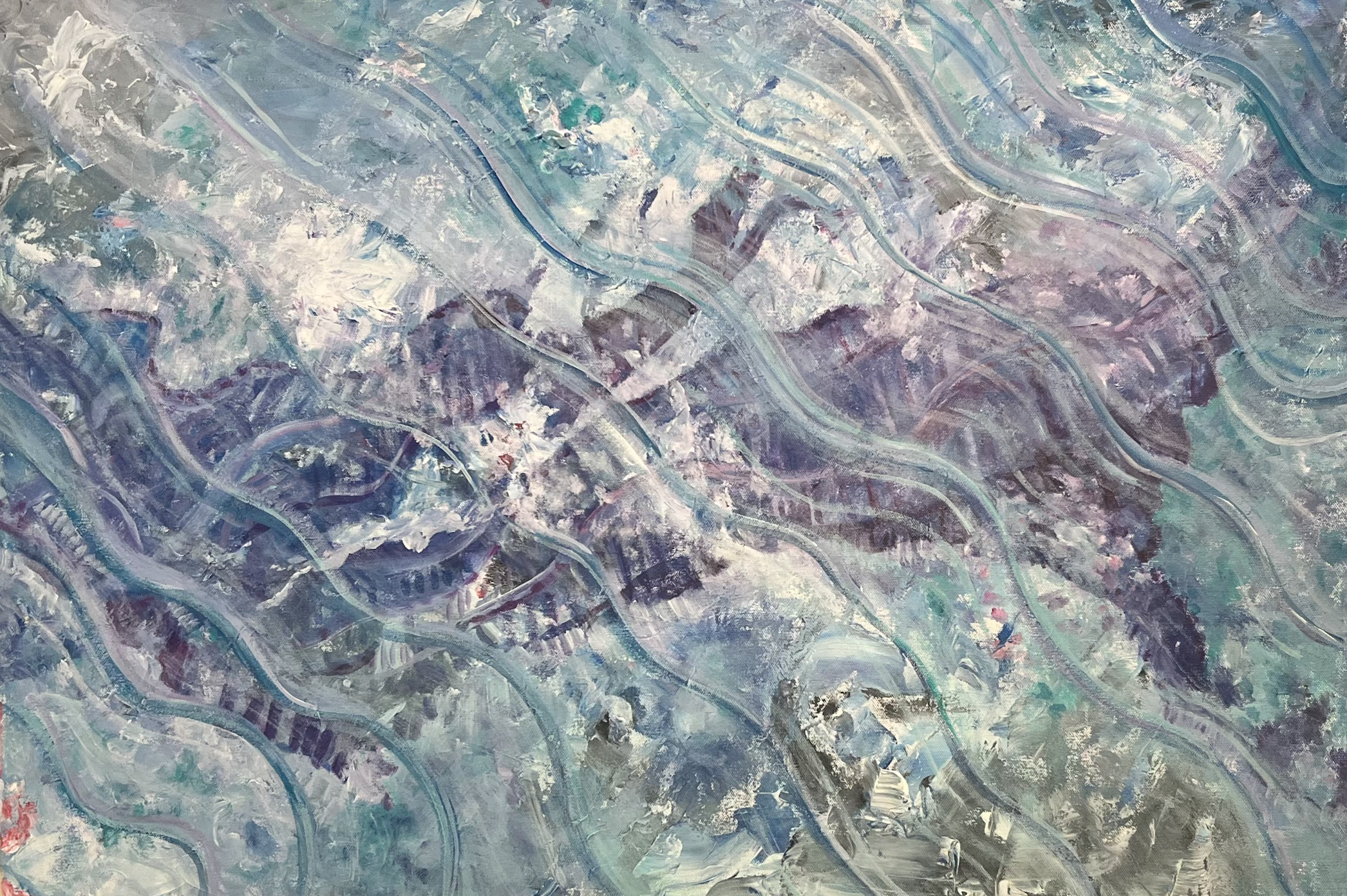 Tidal Pool, 2020. 24 x 36, oil on canvas & pencil