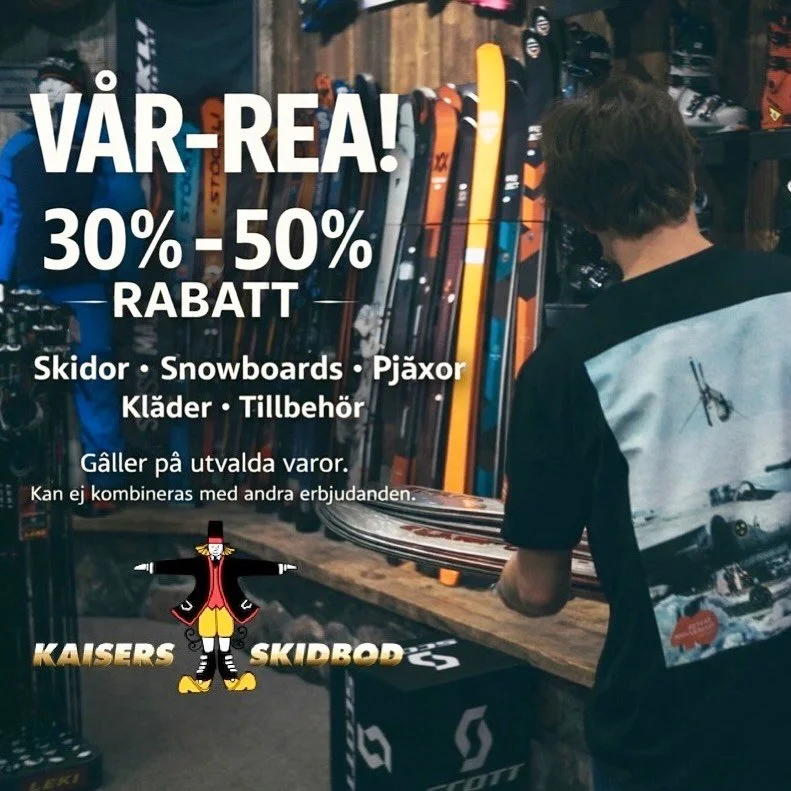 V&aring;ren &auml;r h&auml;r, s&aring; d&auml;rf&ouml;r b&ouml;rjar vi med fynds&auml;song p&aring; Kaisers Skidbod! 🤩🎉

Nu har vi m&auml;ngder med fina klipp p&aring; allt fr&aring;n skidor, snowboards, pj&auml;xor, skidkl&auml;der och tillbeh&oum