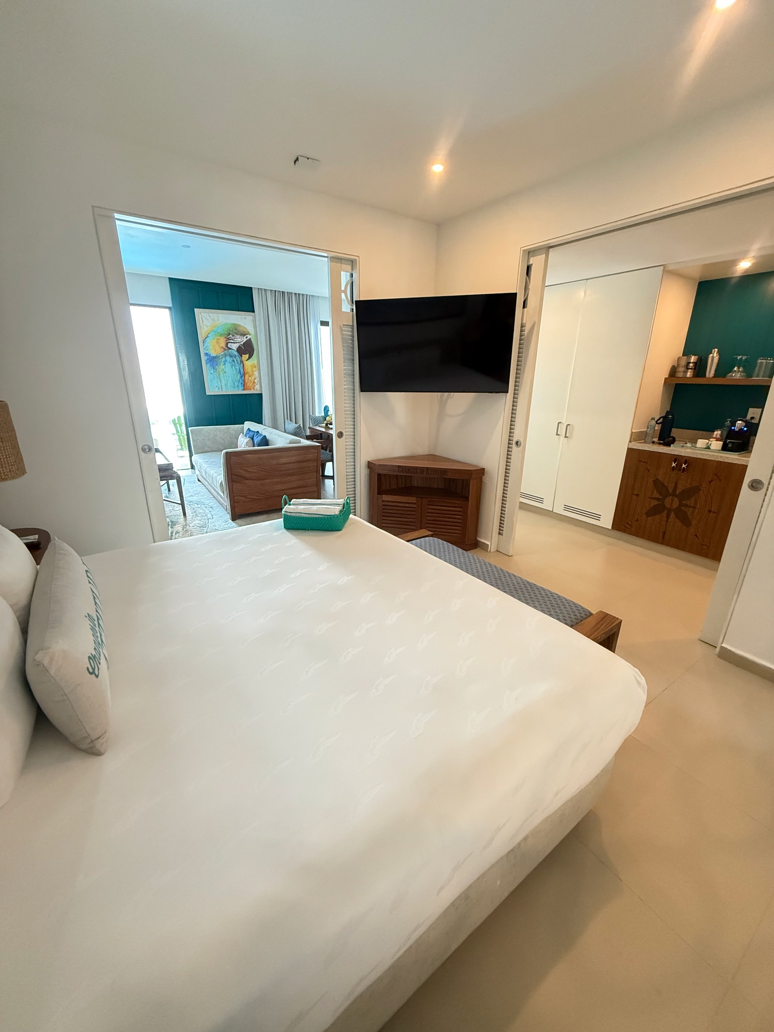 Presidential Swim-Up Chill Out Suite Bedroom at Margaritaville Island Reserve Riviera Cancun – All-Inclusive Luxury