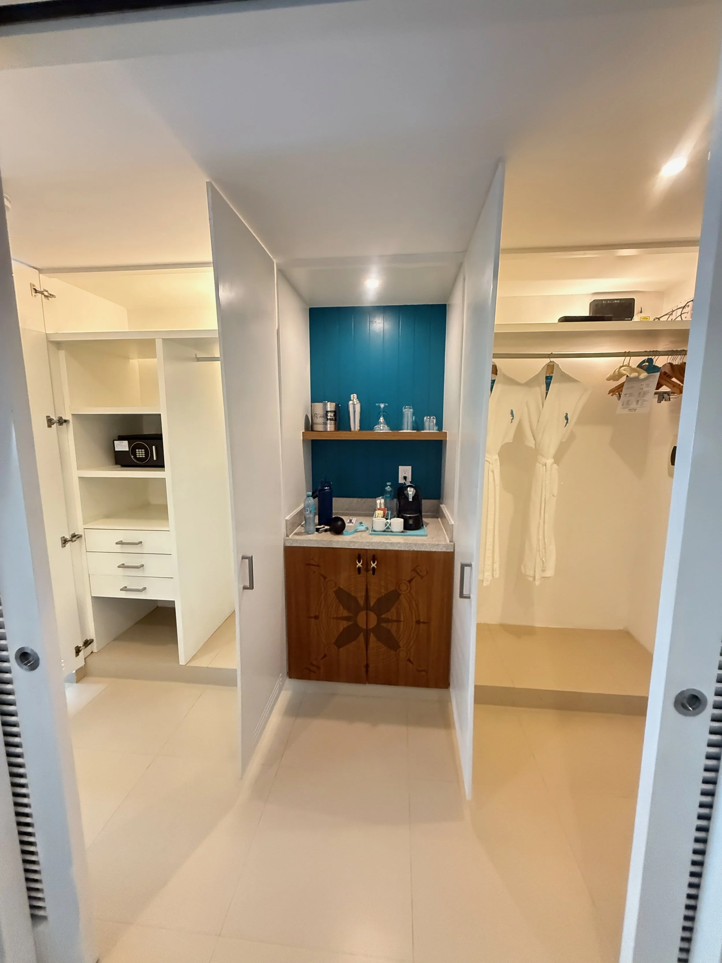 Open Closets in the Presidential Swim-Up Chill Out Suite at Margaritaville Island Reserve Riviera Cancun