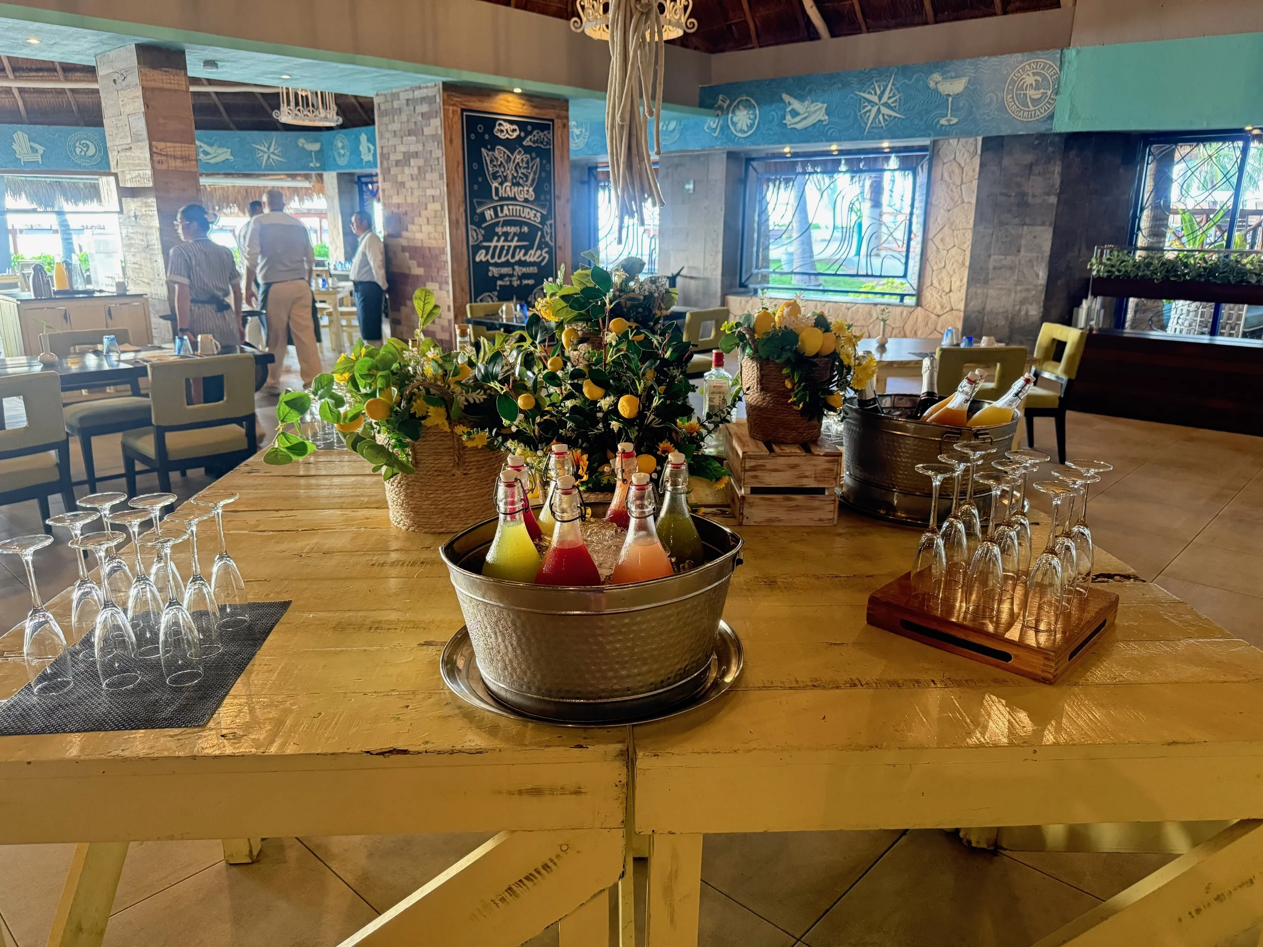 Self-Service Mimosa and Bloody Mary Bar at Margaritaville Island Reserve Riviera Cancun