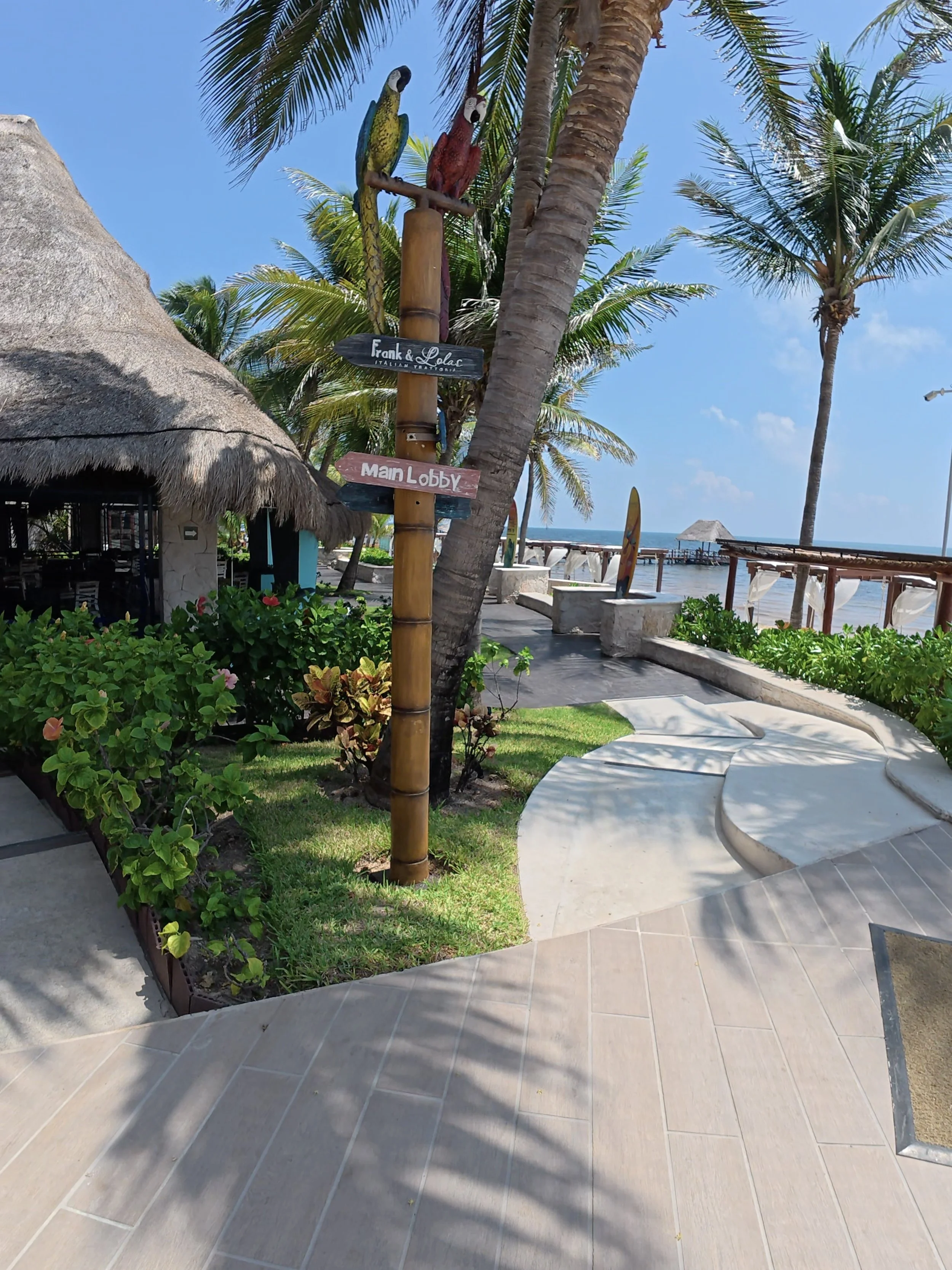 Decorative Parrot Sign Along Walkway at Margaritaville Island Reserve Riviera Cancun