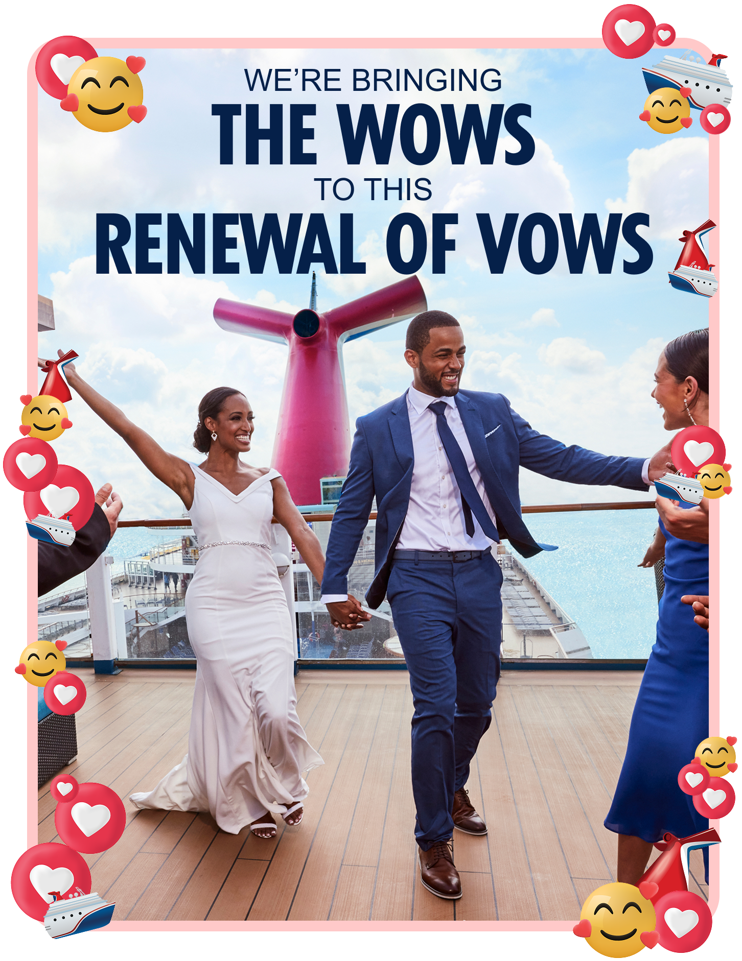 Couple participating in vow renewal ceremony on Carnival SEA Cruise adults only sailing