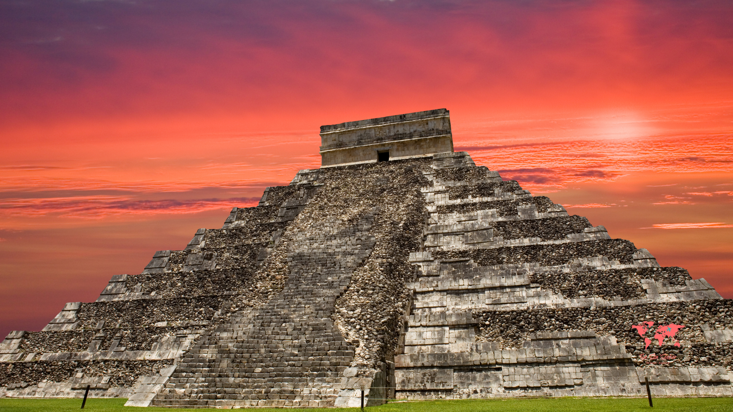 El Castillo pyramid at Chichén Itzá in Yucatán Mexico during sunset