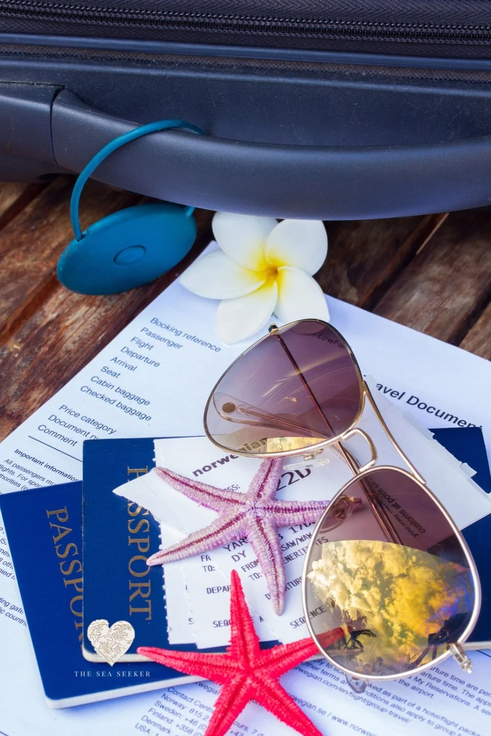 Cruise documents, passports, and luggage ready for embarkation day