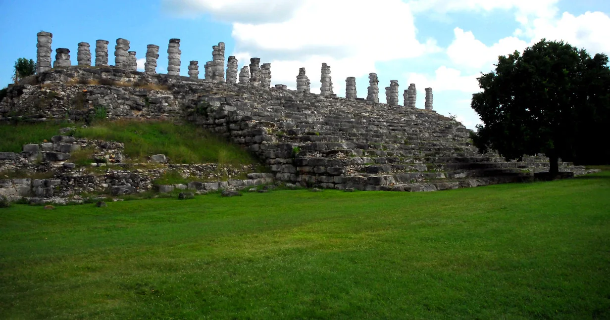 Column structure at Aké Mayan ruins in Yucatán Mexico