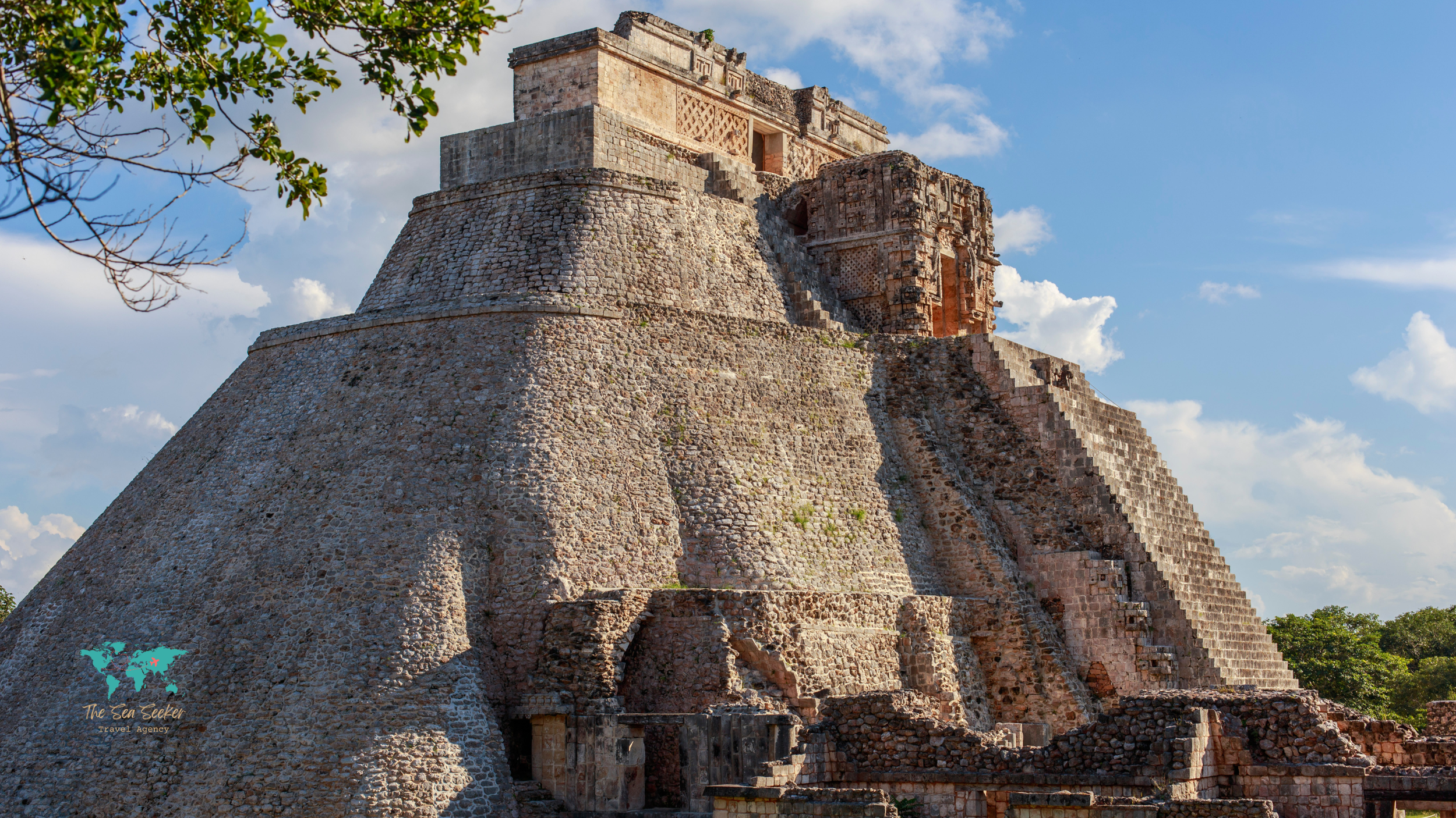 Pyramid of the Magician at Uxmal showcasing Puuc style architecture in Yucatán
