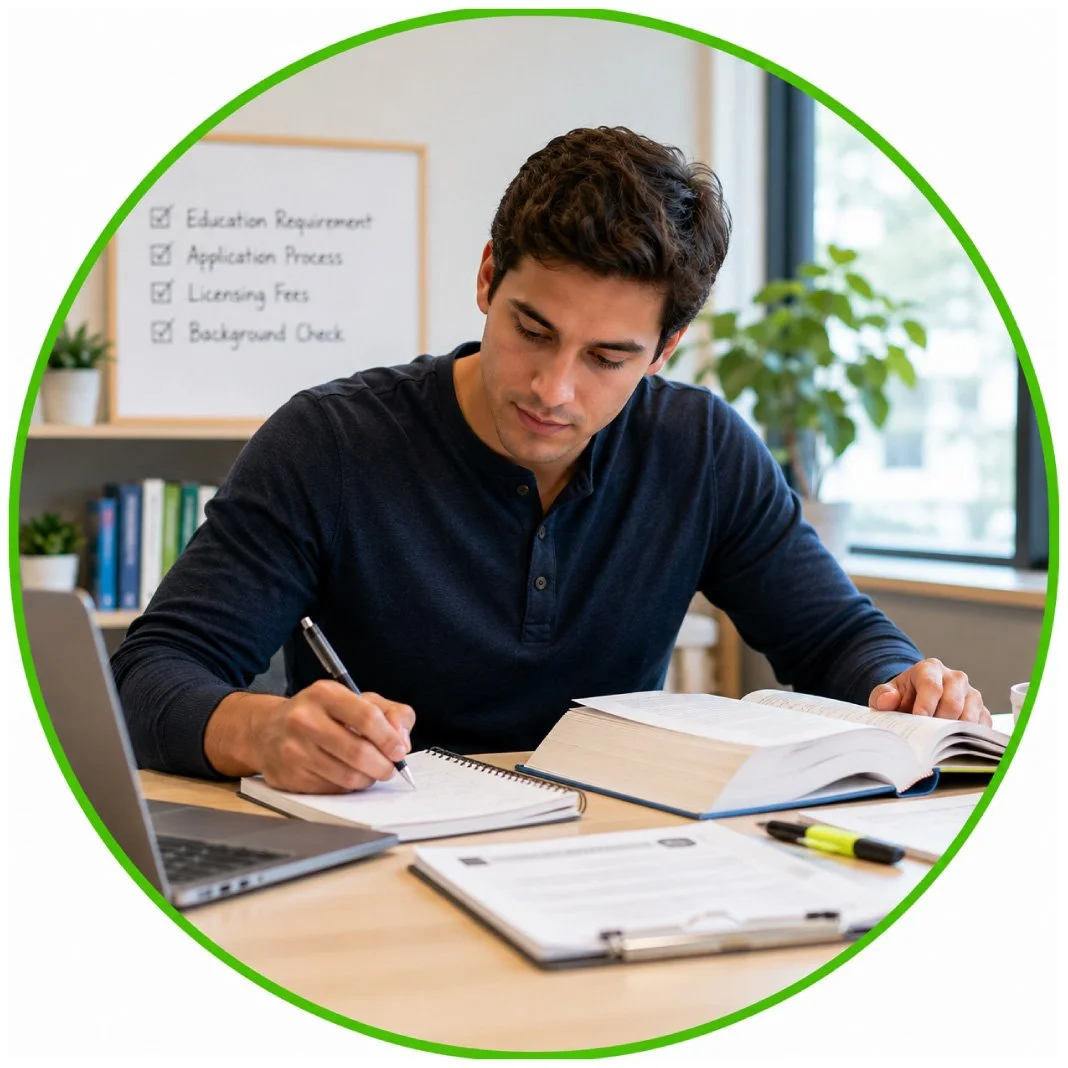 Guy studies for PTCB Exam