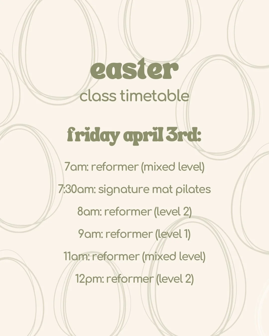 🐣 egg-sperience joyful movement this easter

#eastertimetable #reformerpilates #barre #matpilates #springworkout