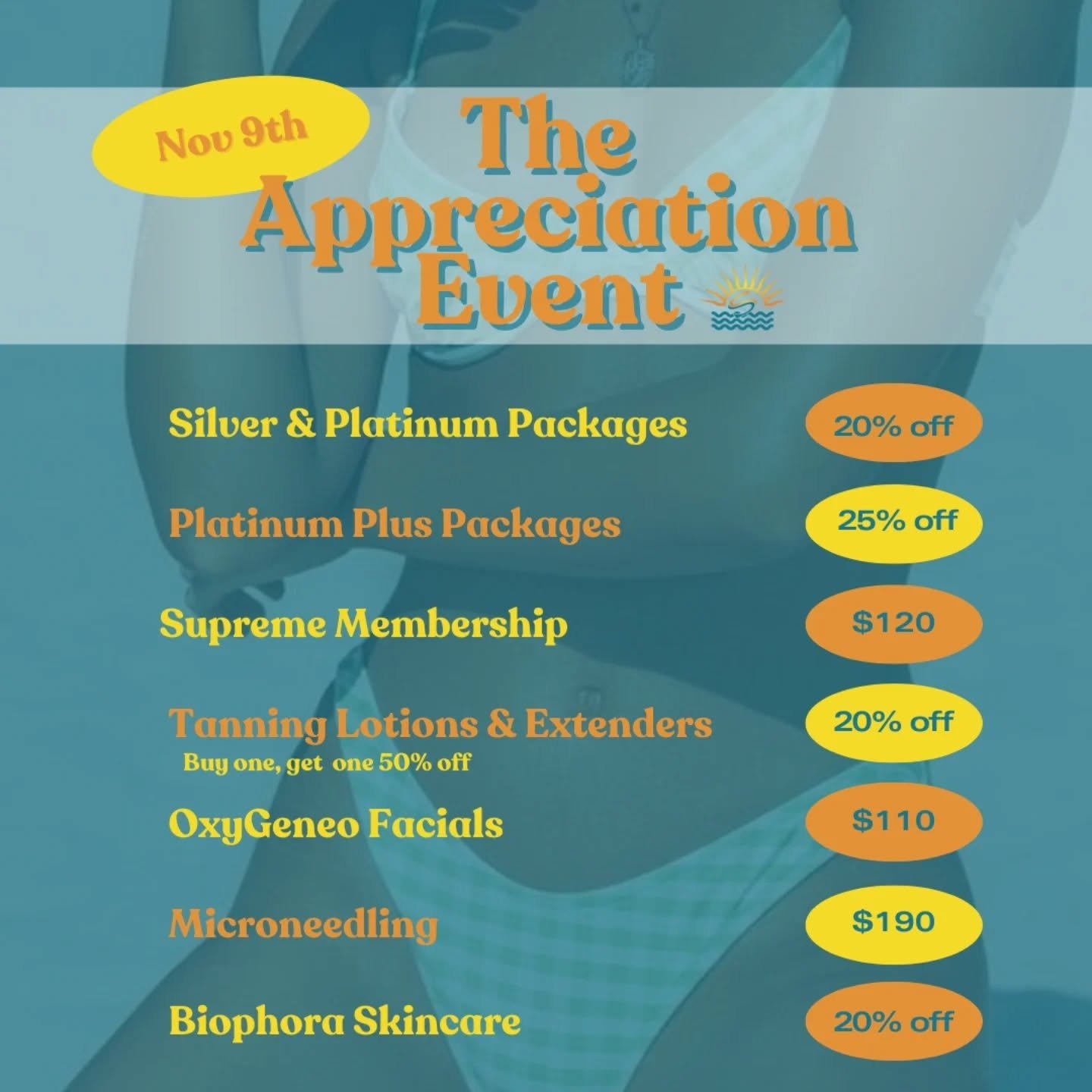 It&rsquo;s happening this Sunday! 🙌
Appreciation Event 11&ndash;5 💥 Stop in, say hey, and snag all your faves on sale! 
.
.
#barrietanning #barriebeauty #simcoecounty #tanningtime #tanningbed #tanned #tan #glowing #tanlife