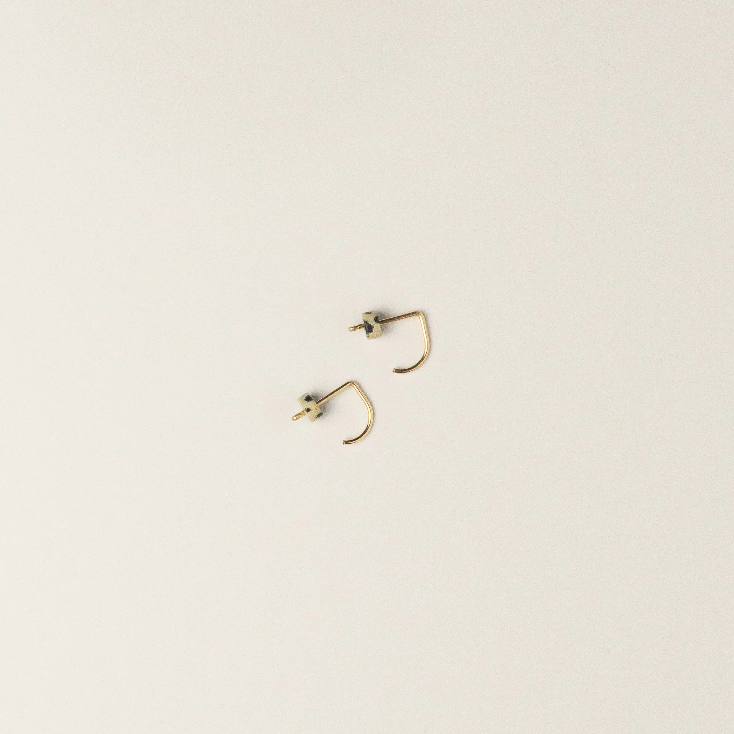Hollow Huggie Earrings in Dalmatian Jasper