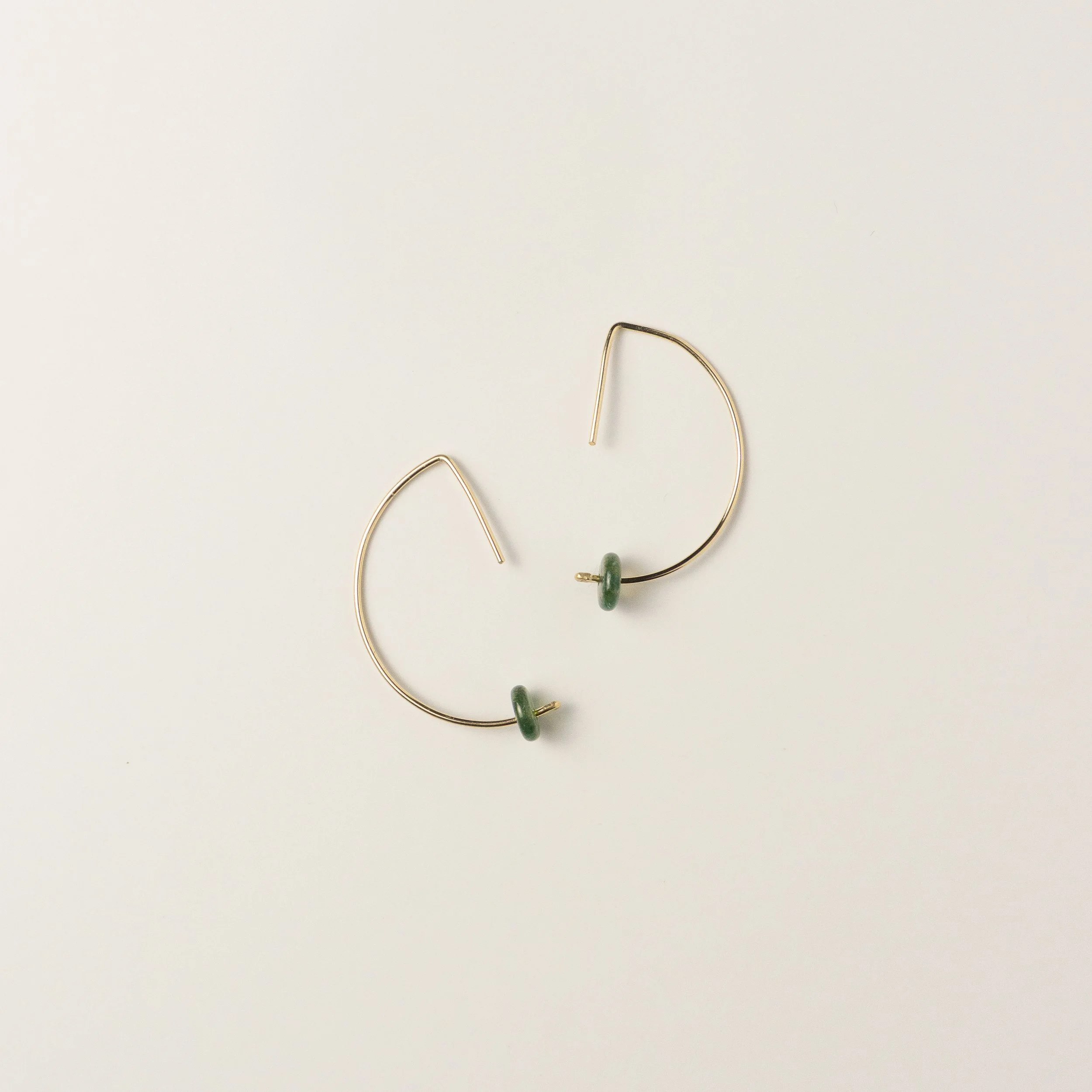 Reyes Half Moon Hoop Earrings in Green Moss Agate