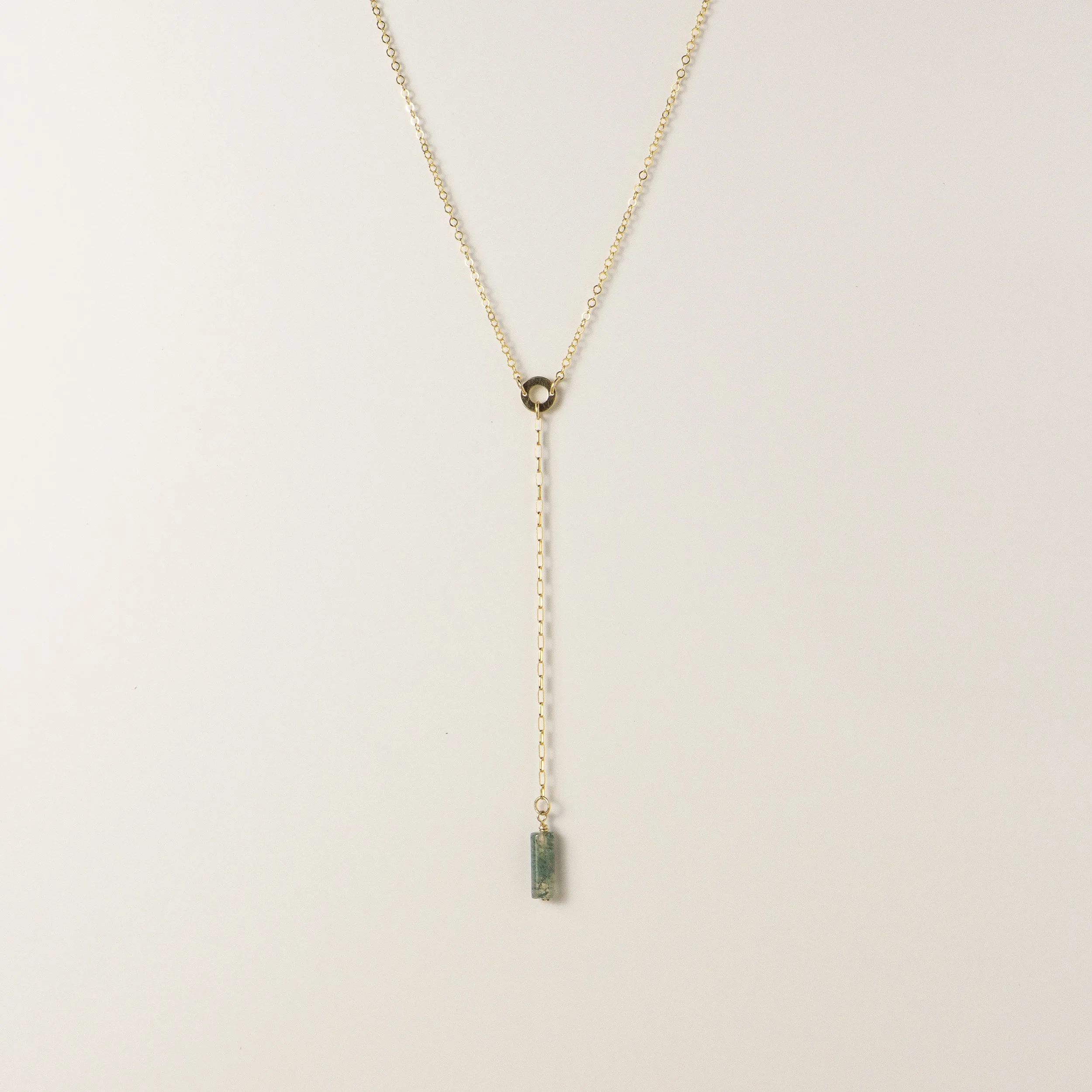 Muir Lariat Necklace in Tree Moss Agate