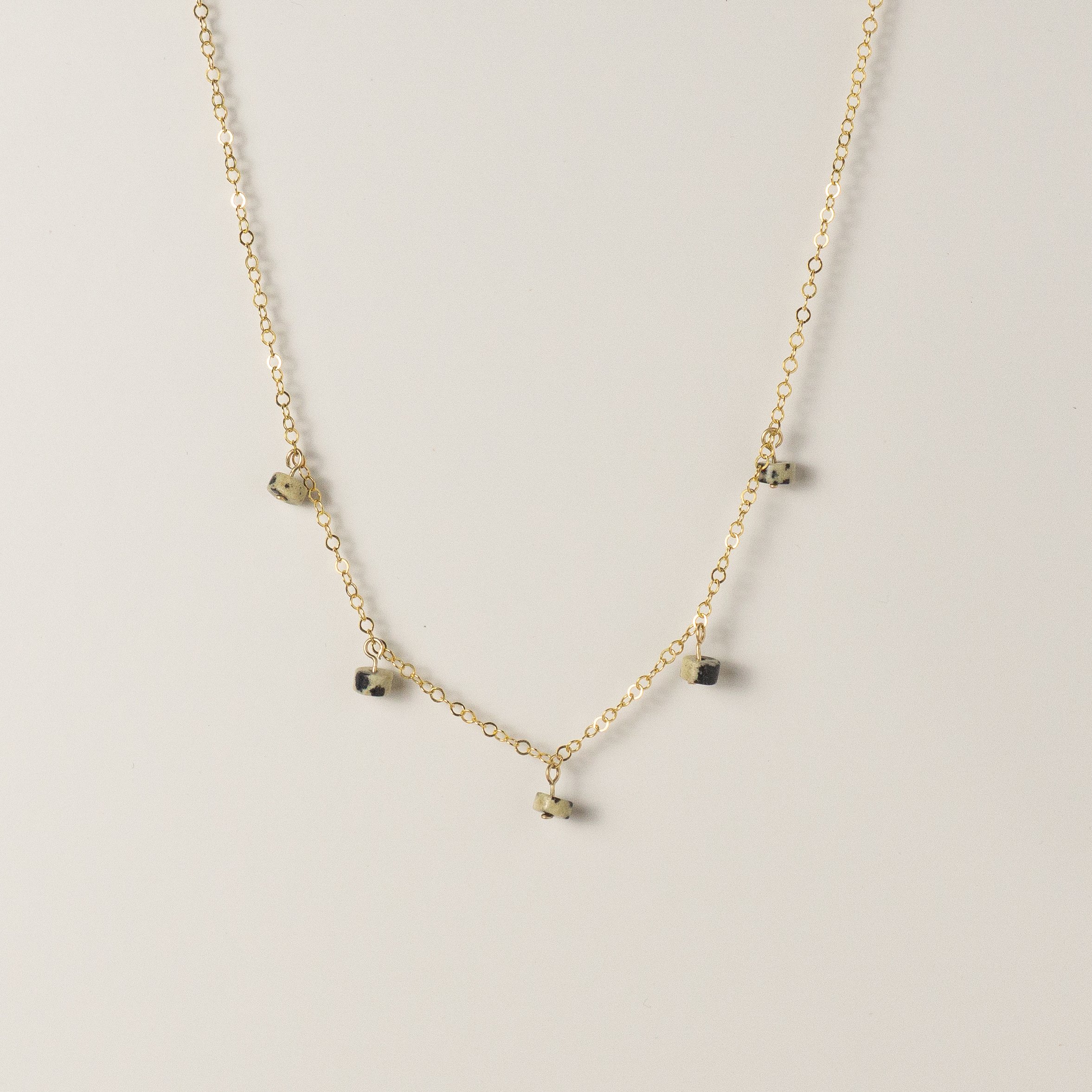 Pebble Station Necklace in Dalmatian Jasper
