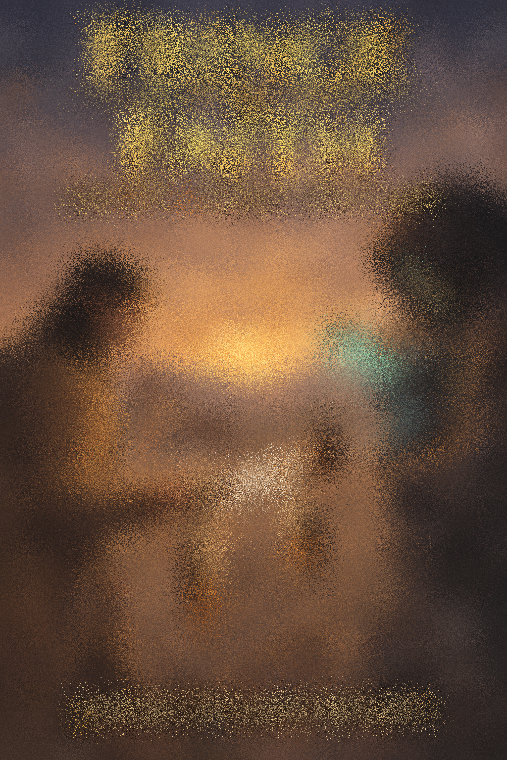 Abstract image with warm colors and scattered yellow dots.