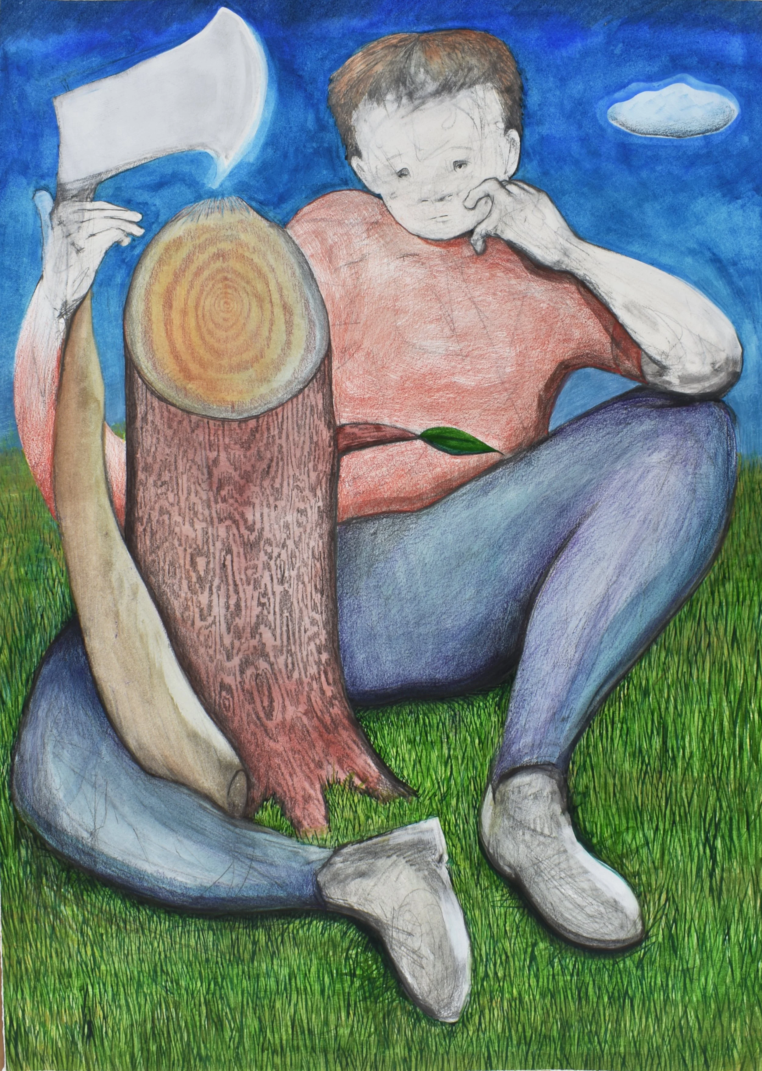 Fell the Geanm-chnò! (2026), mixed media on paper, 47 x 69cm