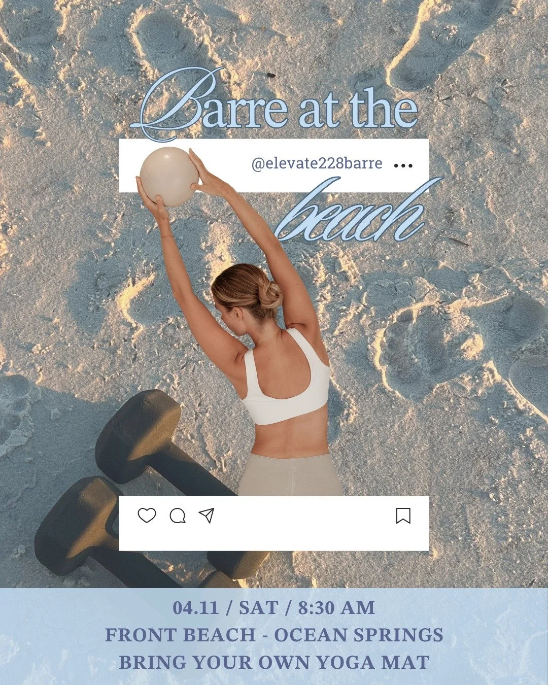 Barre at the Beach is next weekend!! 🩵 Join us Saturday and kick off your morning with an amazing barre class on the beach! Spots are $15 per person! Text 228-327-1905 to reserve yours!