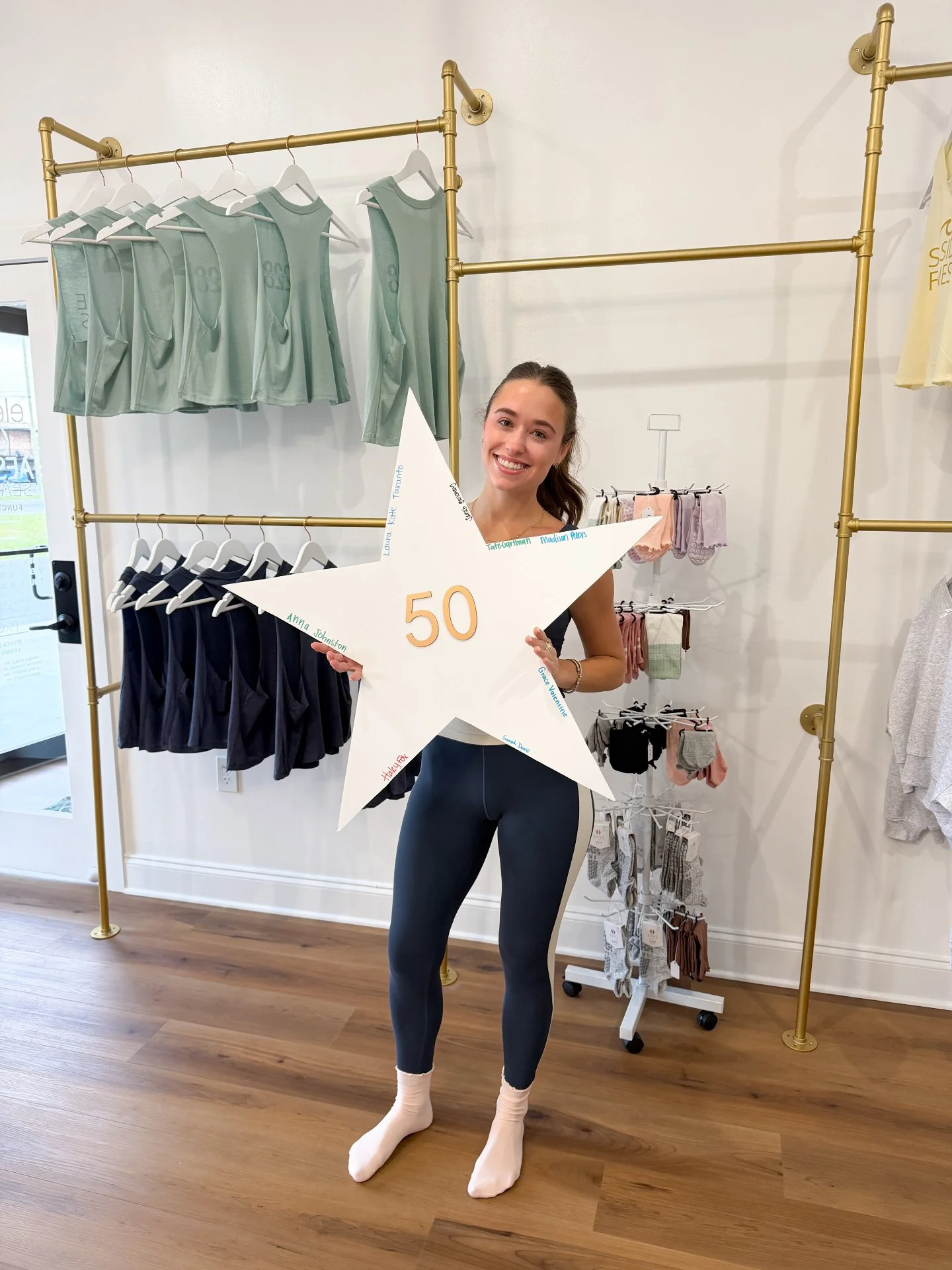 Congrats, Madison, Sarah, and Marisa, for hitting 50 classes!! We are so proud of you!🩵💚