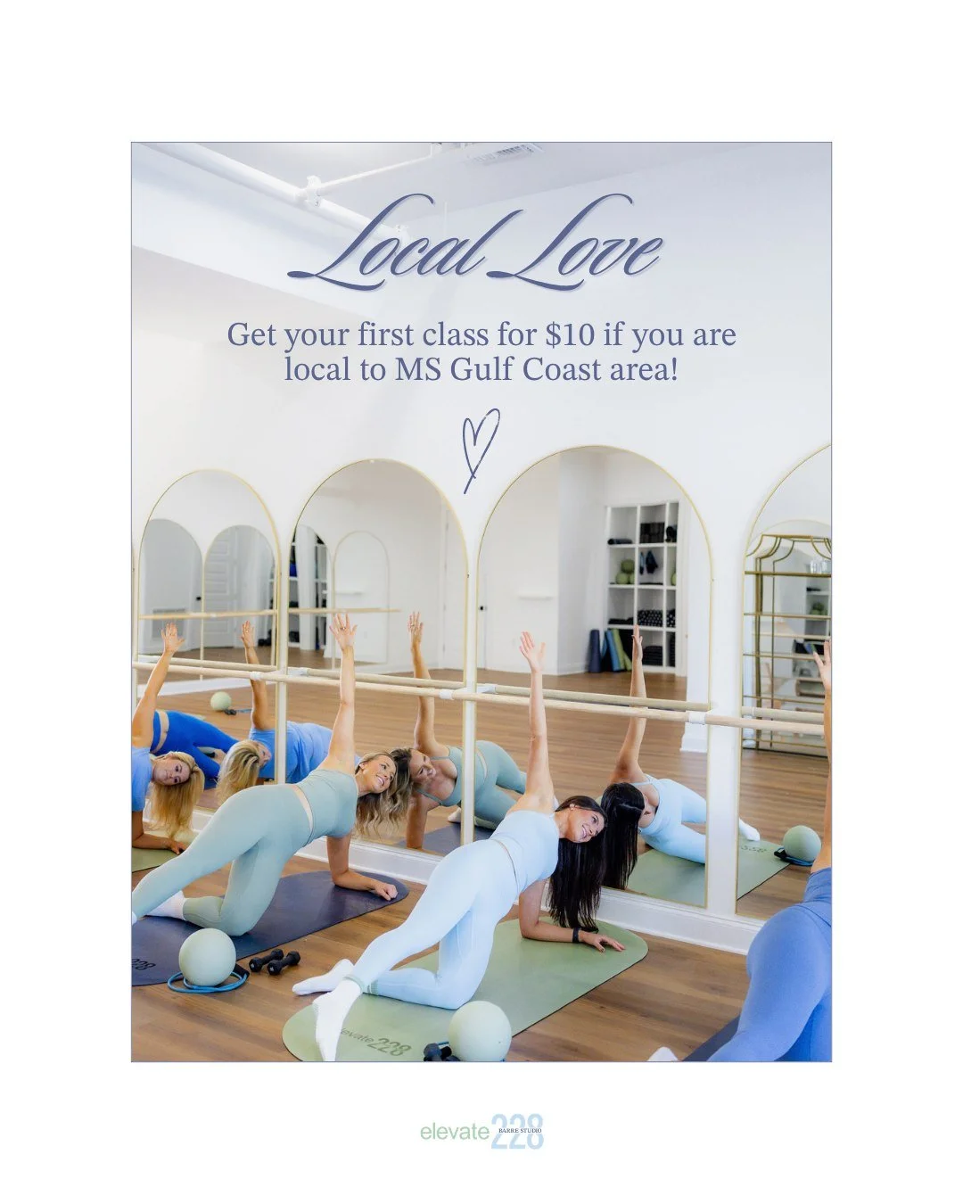 We are sharing the local love 🤍 Get your first class for just $10! Come join the fun!