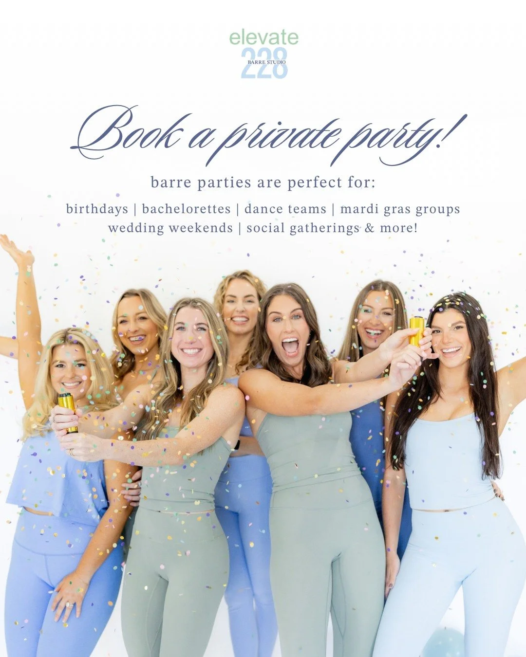 For whatever you're celebrating, we would love to be a small part of it!🤍 Email us today to get your private event scheduled! info@elevate228.com