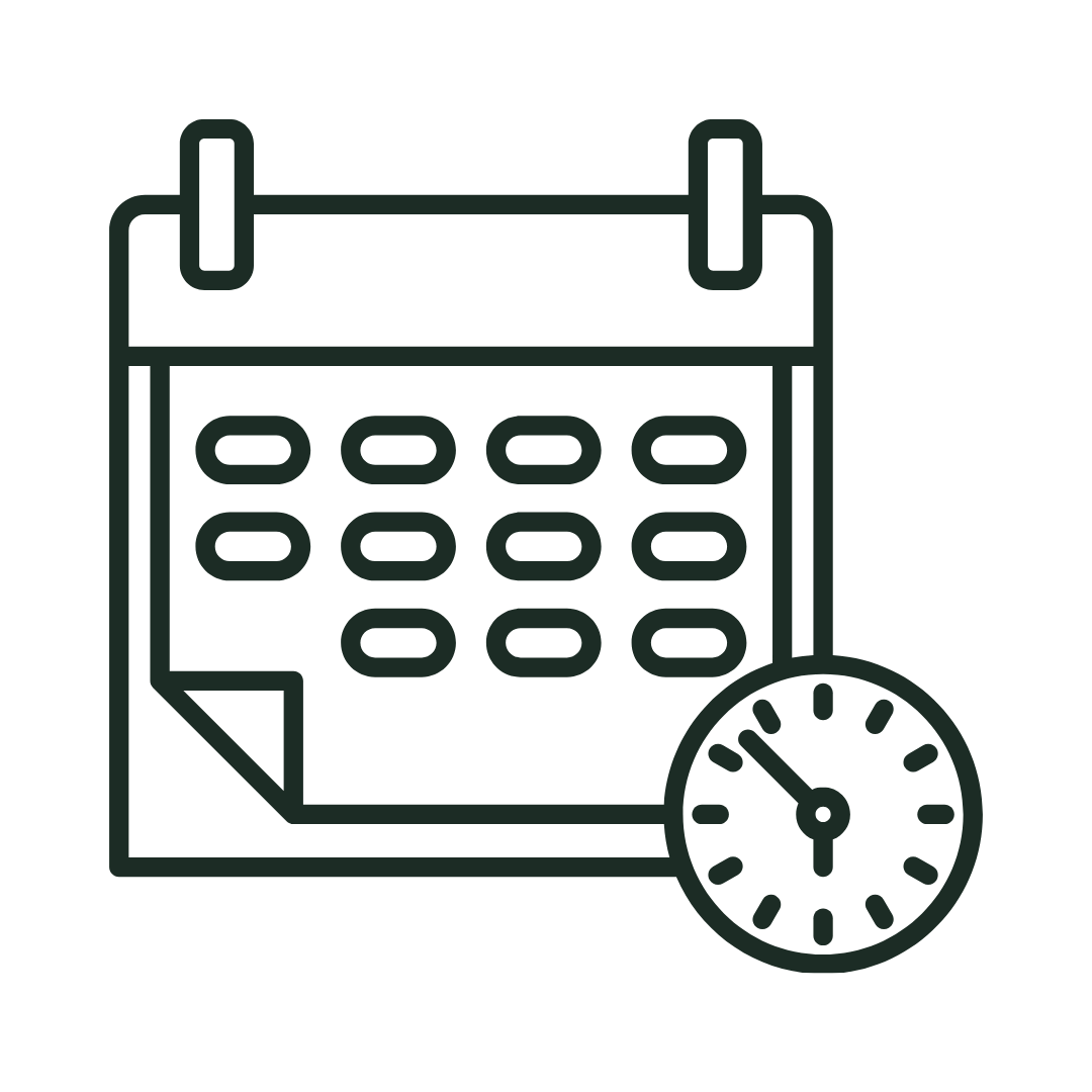 Calendar and clock line icon representing scheduling or time management