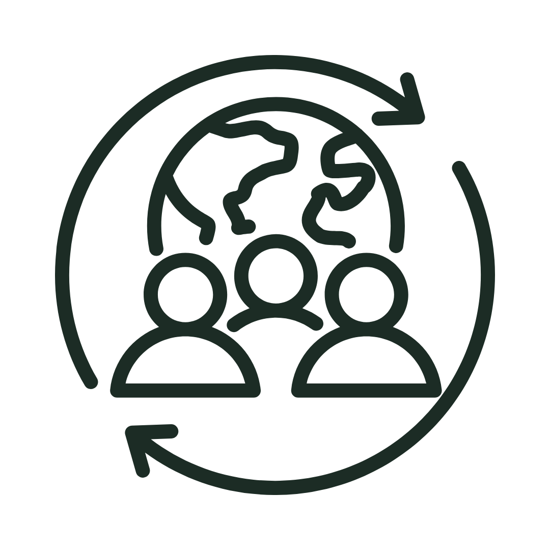 Two hands surrounding a gear icon with circular arrows representing process management and automation.