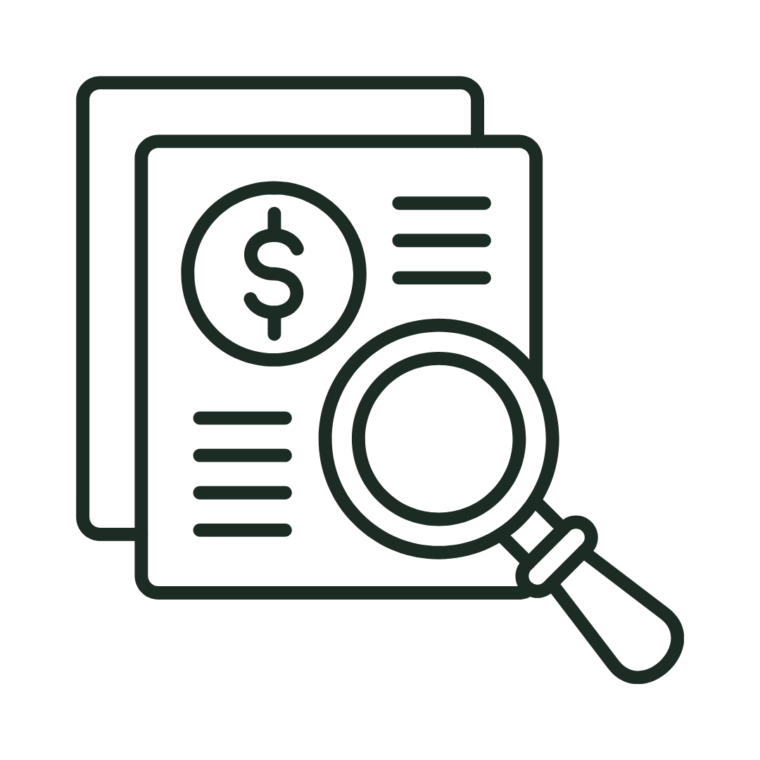Tax document with money and percentage symbol icon, representing taxation or finance.