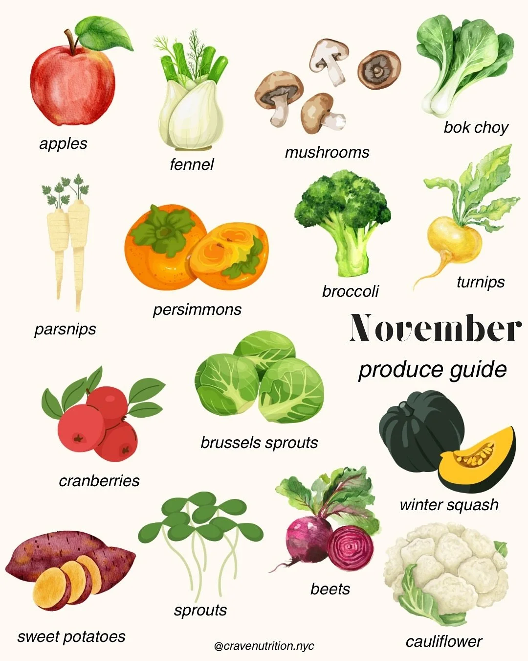 Happy November (a few days late)! 🍁 This month, we&rsquo;re celebrating nutrient-rich, cozy produce that&rsquo;s perfect for fall meals. Use this guide to shop what&rsquo;s in season &mdash; then swipe for delicious recipes (heads up: Insta doesn&rs