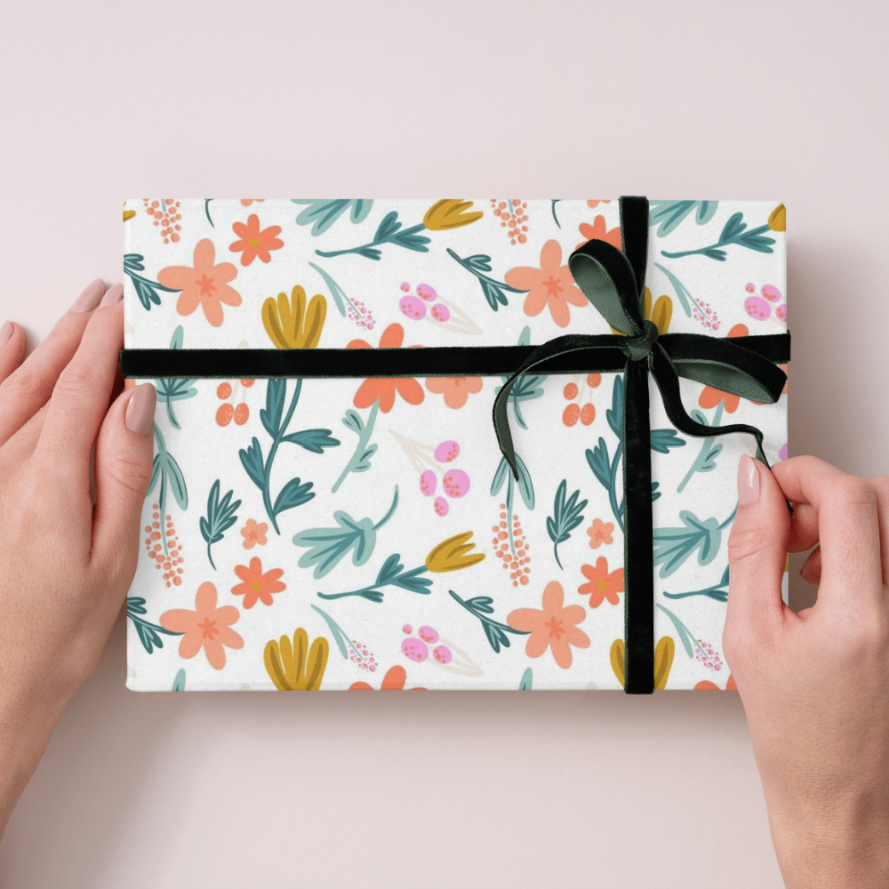 Spring Floral Pattern by Karla-Maria Creativo Gift Wrapping Mockup.png