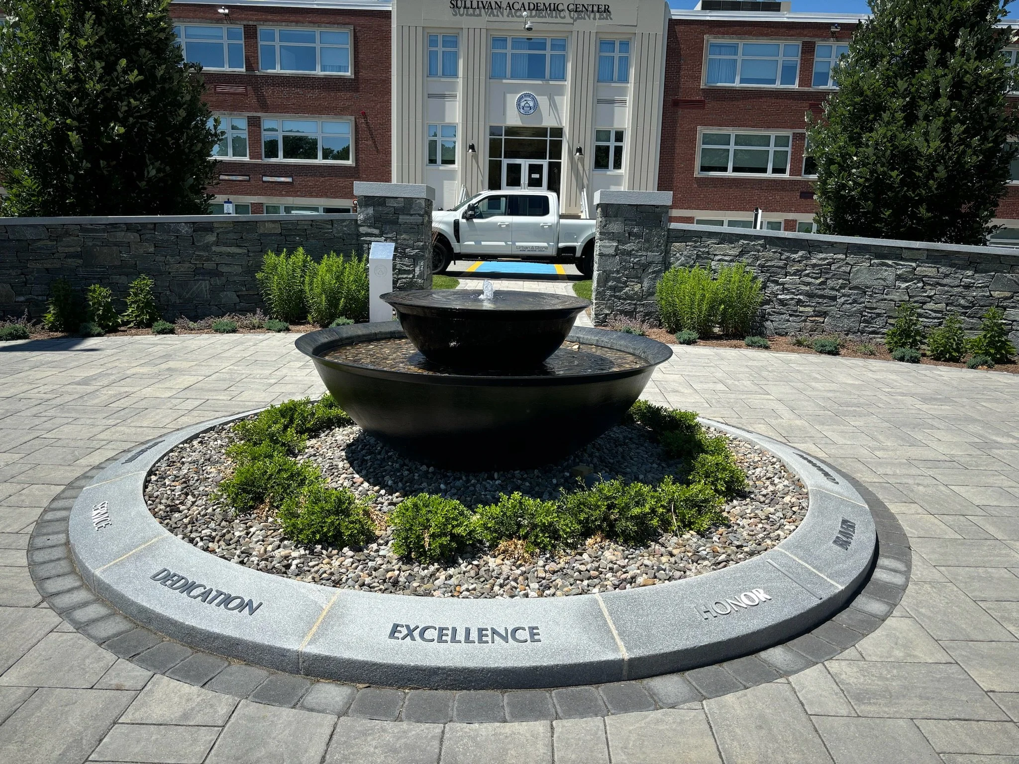 Stone Wall & Columns Installation at Worcester University | Masonry ...
