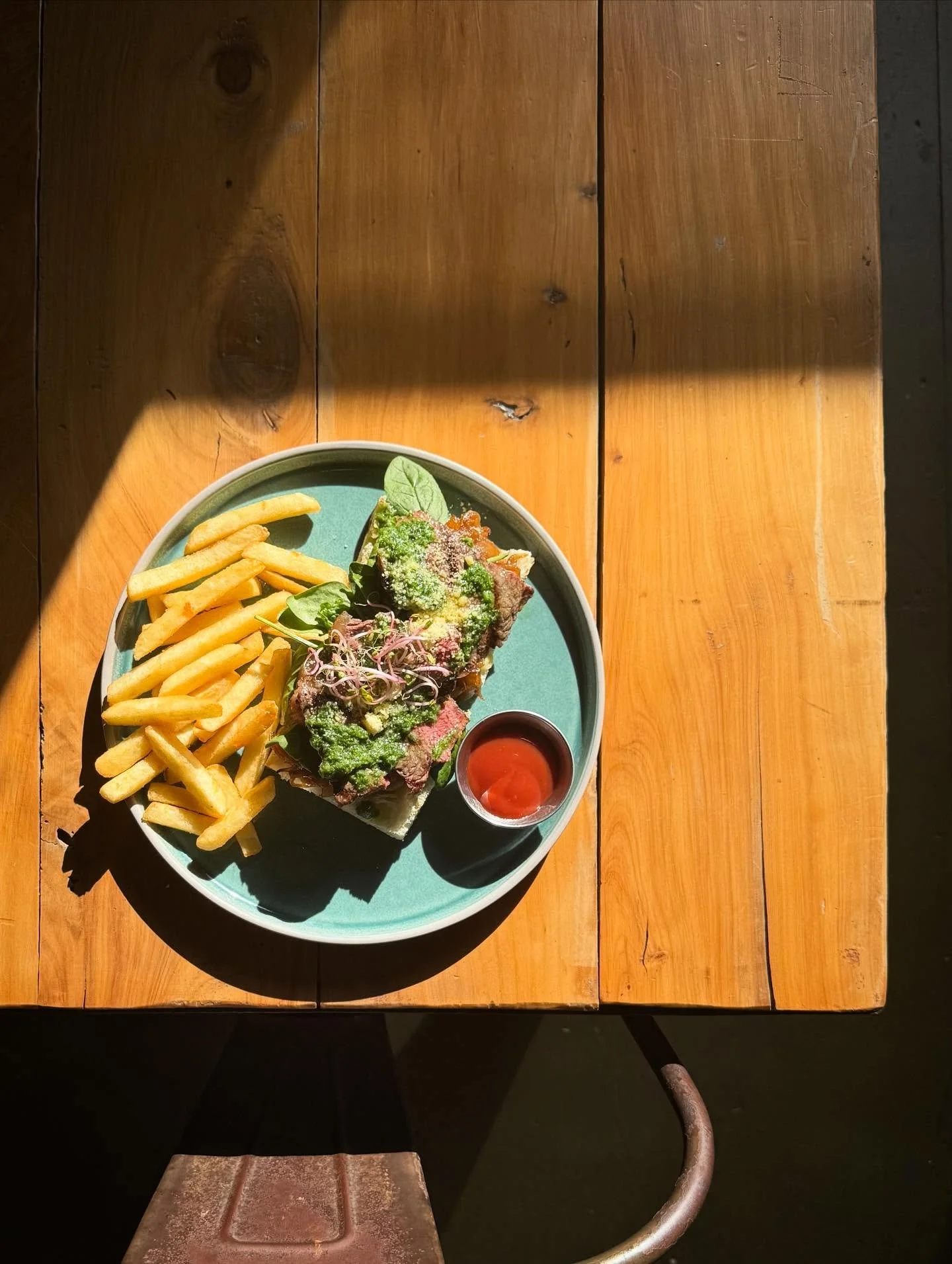 Breakfast of kings 👑 
Steak Sandwich on Focaccia. Mean as