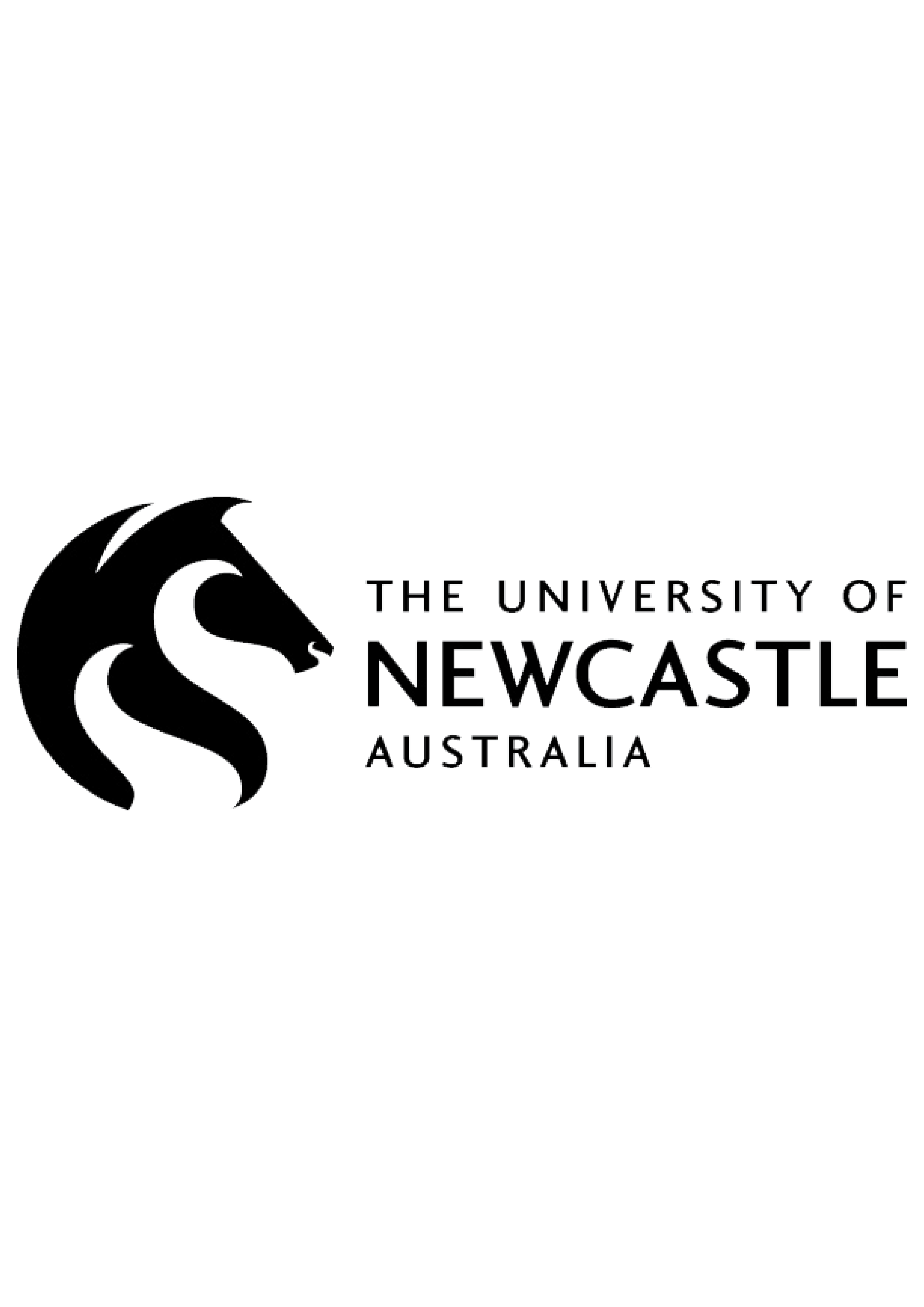 Logo of the University of Newcastle Australia featuring a stylized lion head and text.