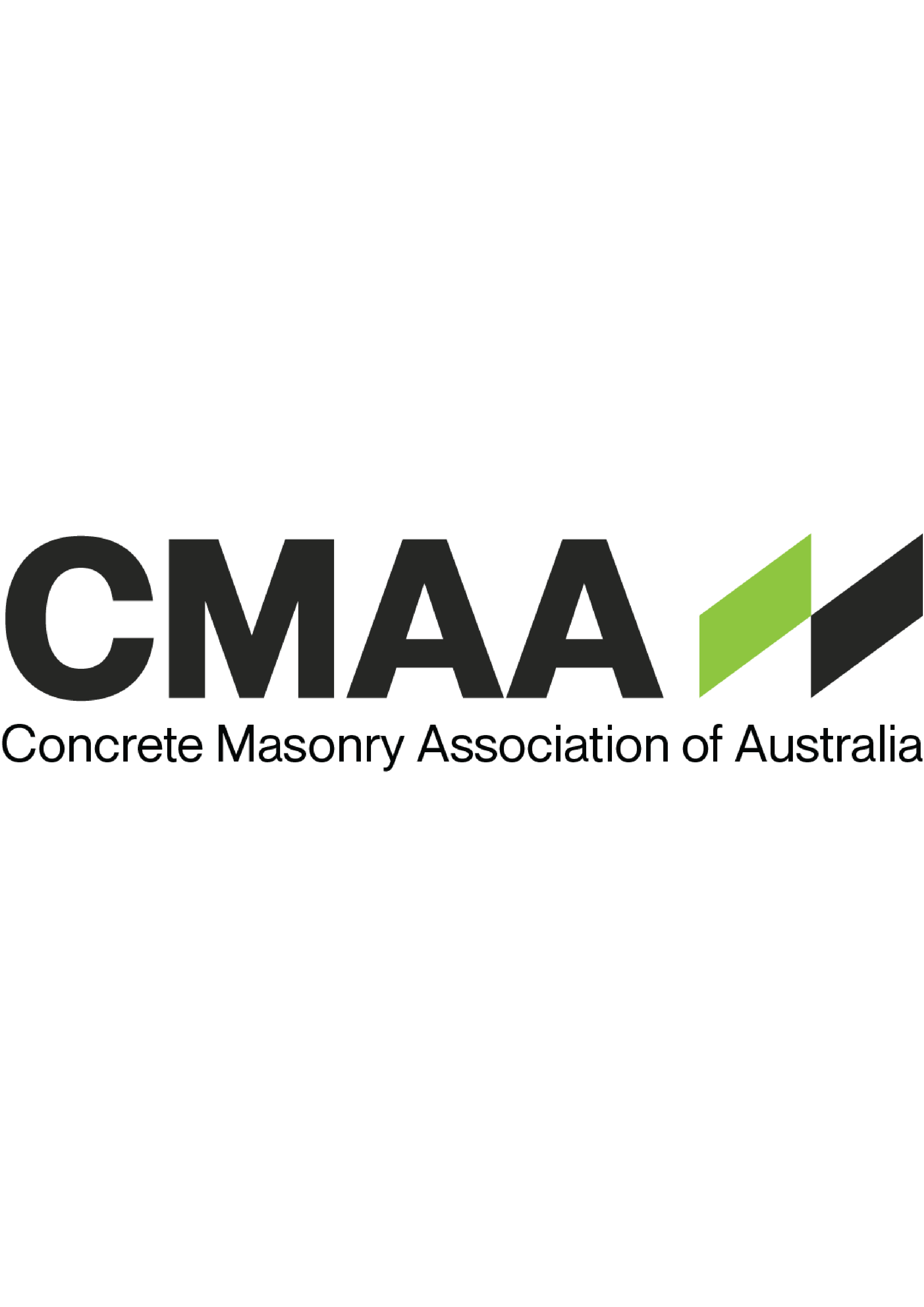 Logo of the Concrete Masonry Association of Australia with the acronym 'CMAA' and green and black design elements.