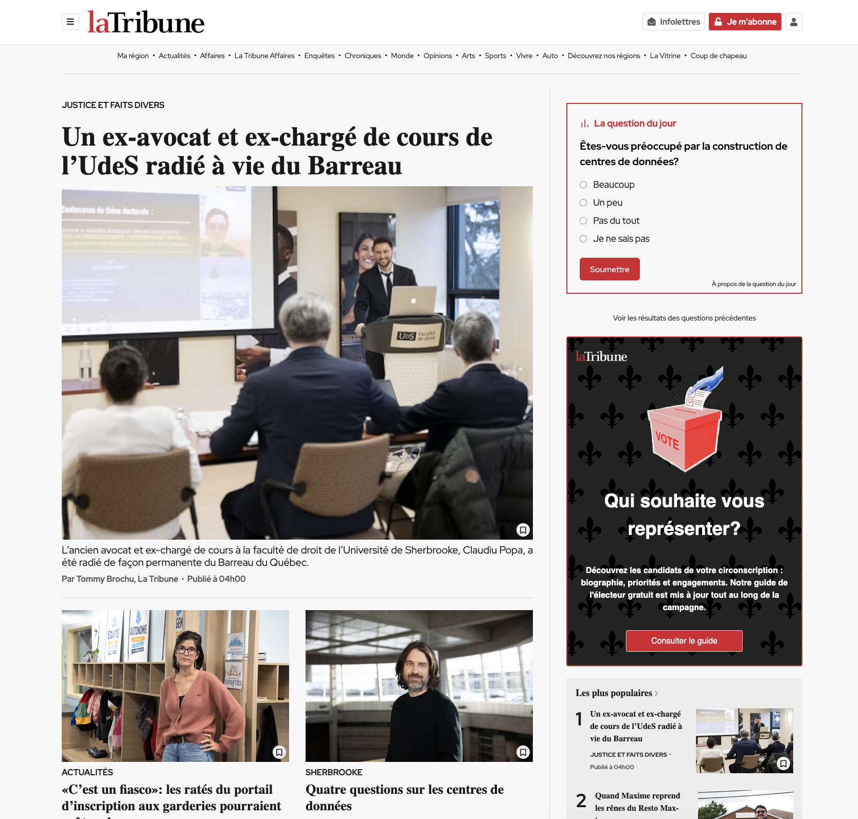 Radu Claudiu Popa La Tribune Université de Sherbrooke Marie-Pierre Robert