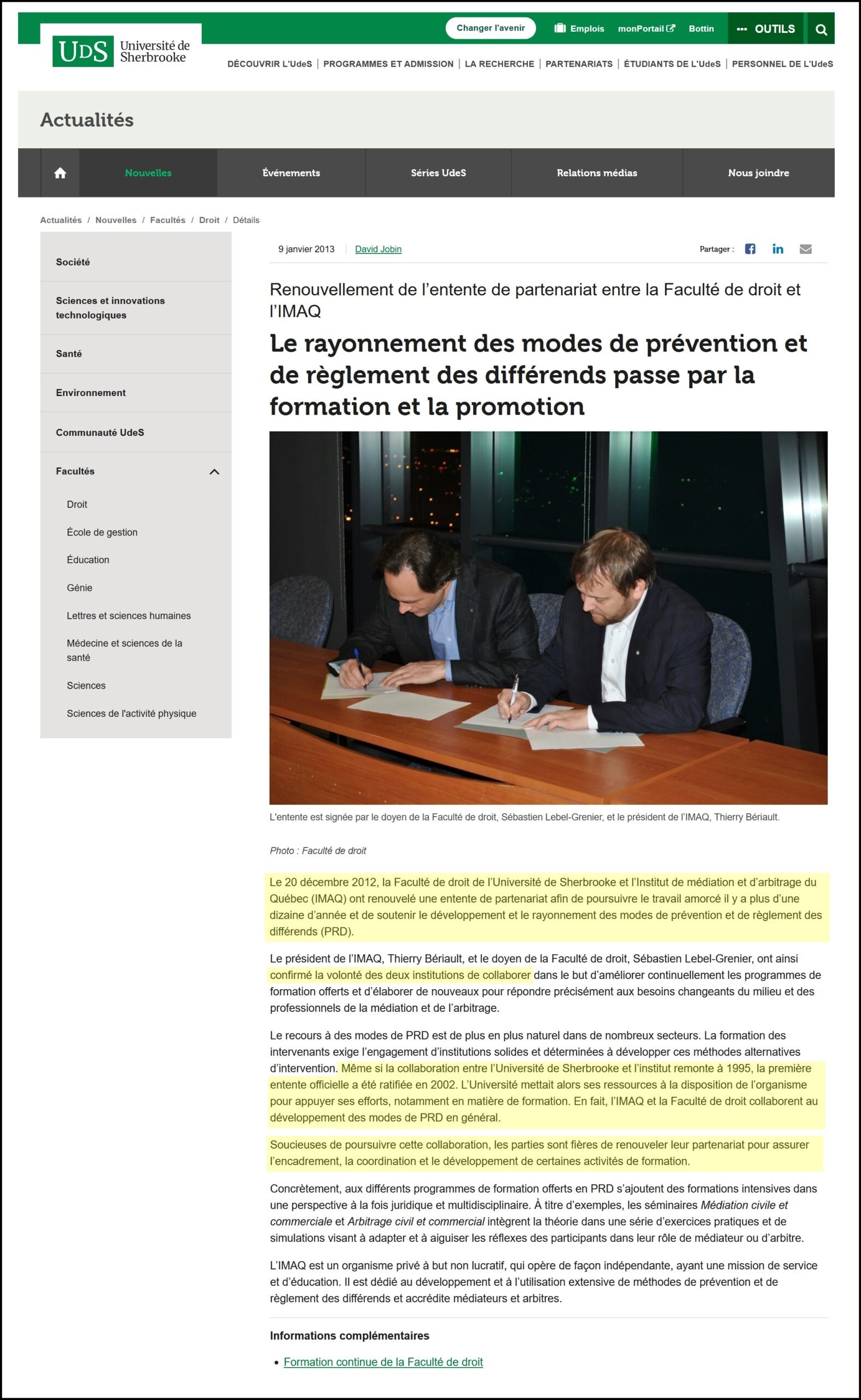 Sébastien Lebel-Grenier Thierry Bériault René Beaupré Louis Marquis Faculté de droit Université de Sherbrooke IMAQ