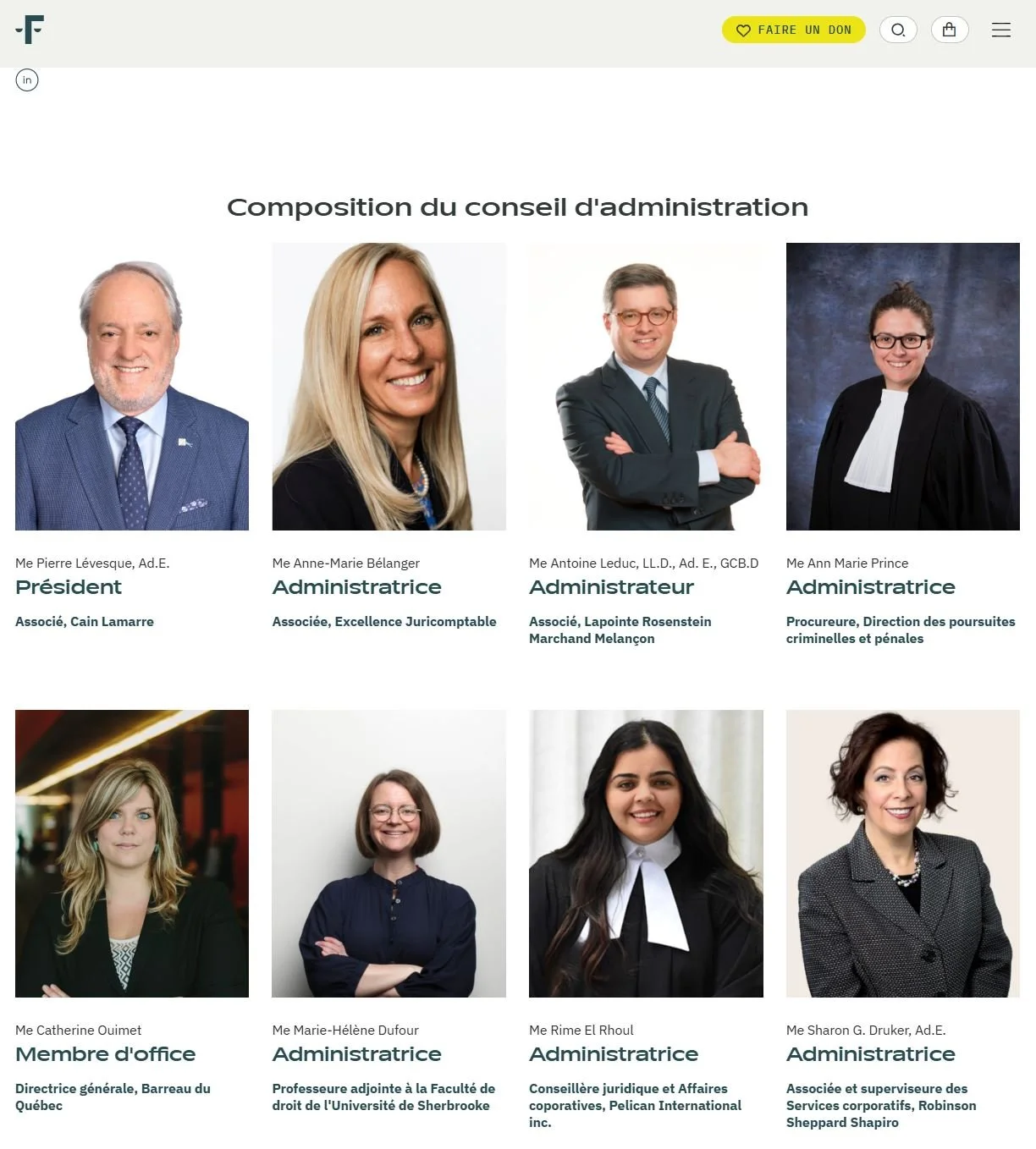 Cain Lamarre Fondation du Barreau du Québec Marel-Olivier Nadeau Pierre Lévesque Catherine Ouimet Université de Sherbrooke Marie-Hélène Dufour Ann Marie Prince
