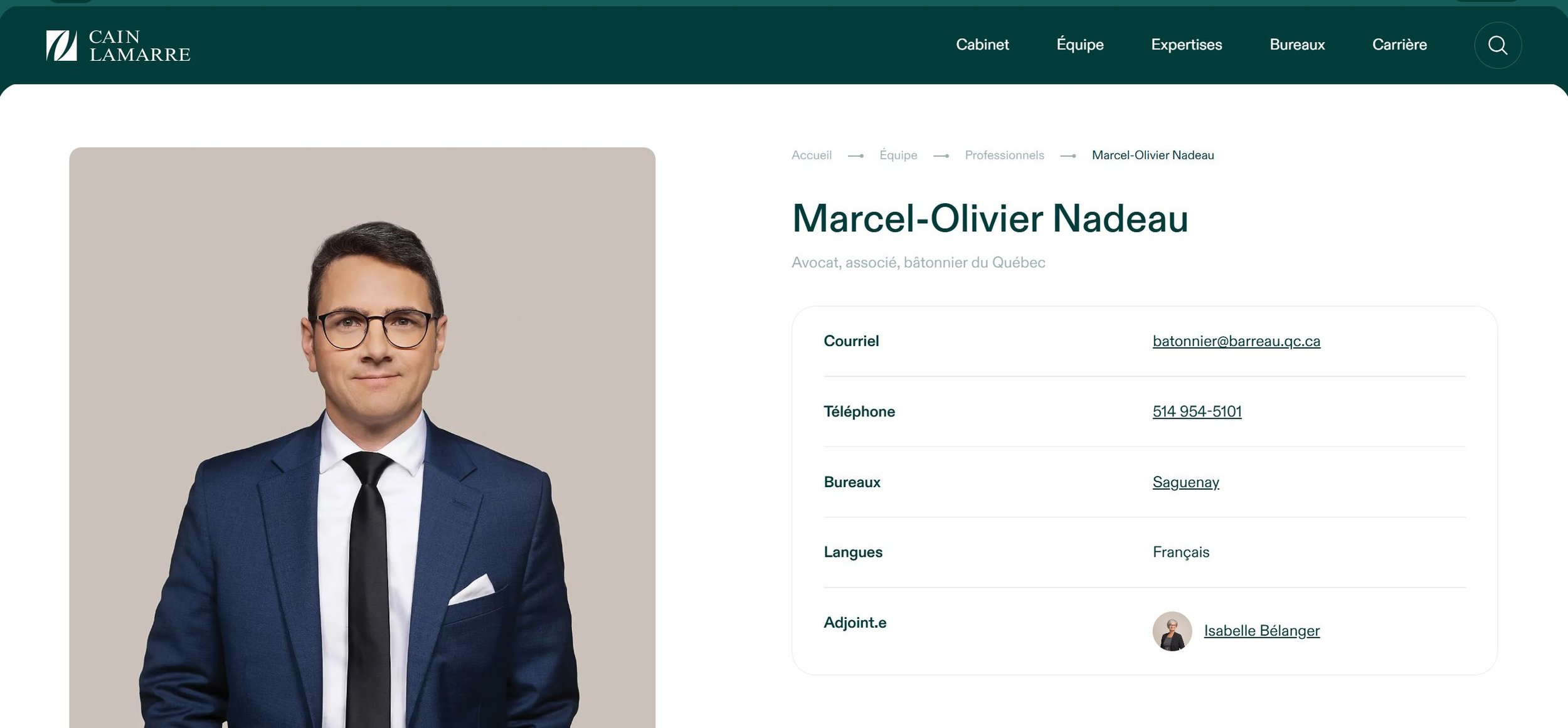 Marcel-Olivier Nadeau bâtonnier Barreau du Québec Cain Lamarre Fondation du Barreau du Québec Marie-Pierre Robert